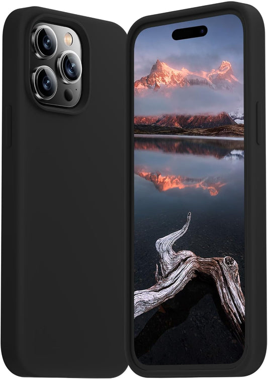 Cordking for Iphone 14 Pro Case, Silicone Ultra Slim Shockproof Protective Phone Case with [Soft Anti-Scratch Microfiber Lining], 6.1 Inch, Black  Cordking   
