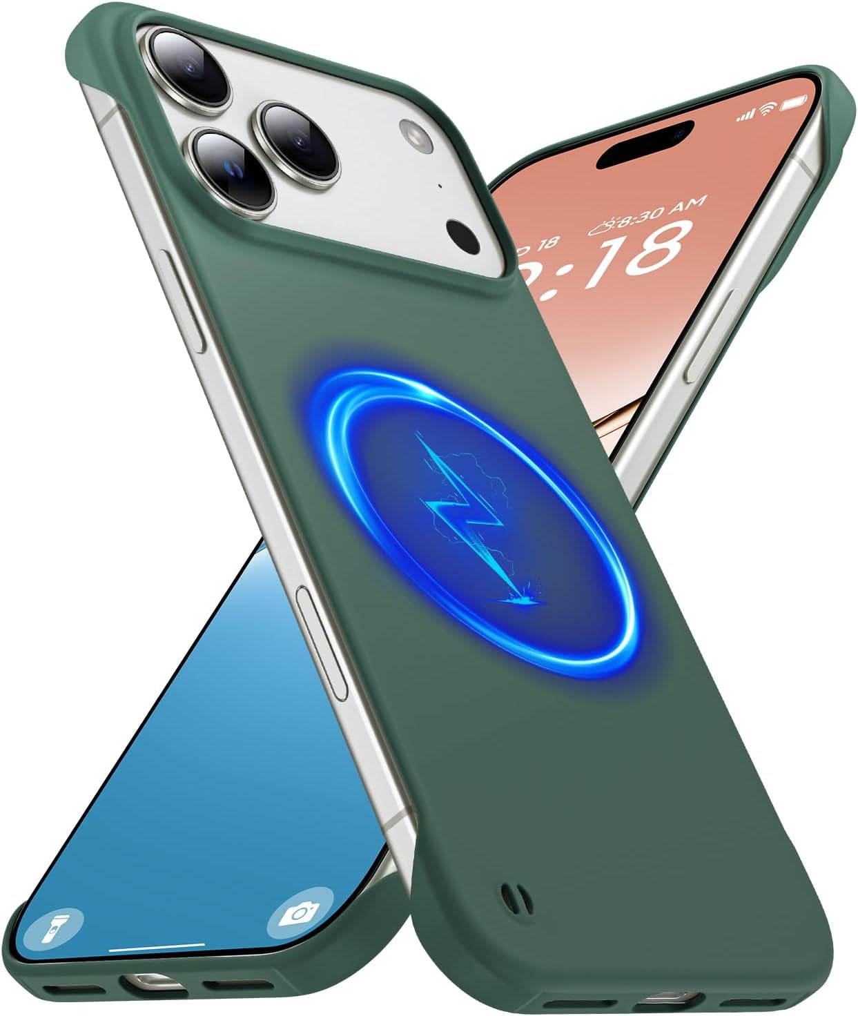 Magnetic Slim Case Fit for Iphone 17 Pro Max Phone Case 6.9"(2025) Ultra-Thin Lightweight Durable Frameless Matte Hard for Magsafe Cover Case with Pull Ring Shockproof Non Slip Rope-Black