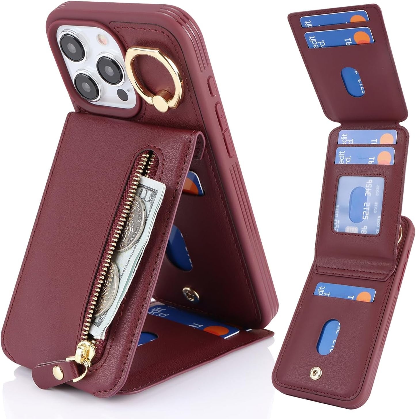 DEYHU Iphone 15 Pro Case with Card Holder, Iphone 15 Pro Phone Case Wallet for Women Magsafe Compatible Wallet Detachable 2-In-1 for Men-Dark Blue  DEYHU   