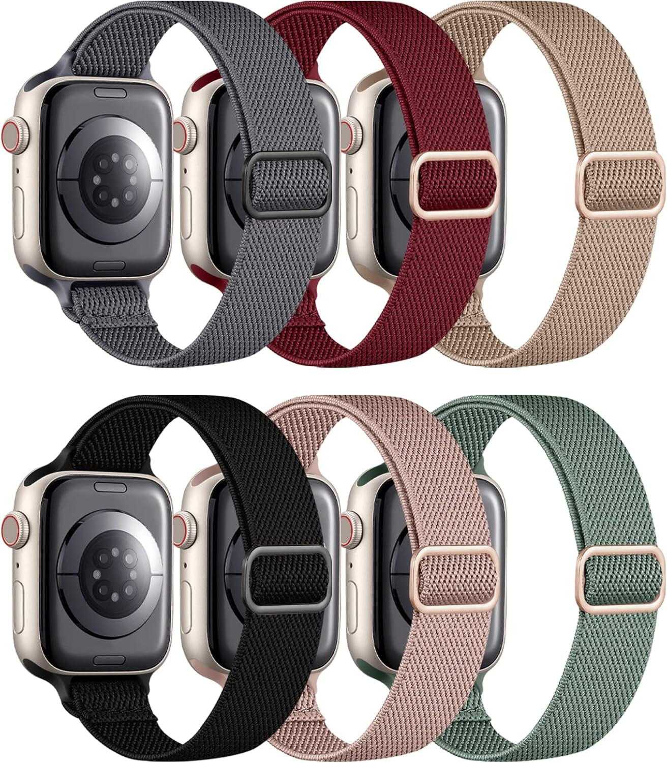 Charlam Stretchy Band Compatible with Apple Watch Bands 40Mm 41Mm 38Mm Womens, Cute Thin Elastic Nylon Braided Comfortable Replacement Slim Wristbands for Iwatch SE Series 8 7 6 5 4 3 2 1, (Package B)