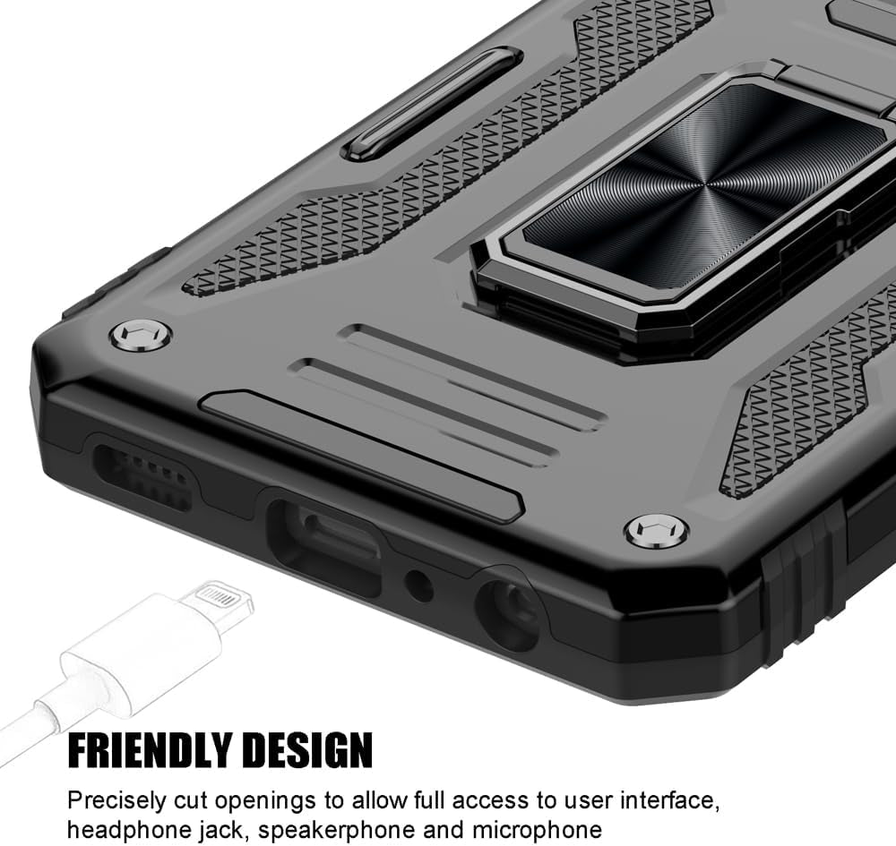 For Samsung Galaxy A53 5G Case, Shockproof Phone Case & Sliding Camera Cover & Ring Holder Kickstand with Screen Protector for Samsung Galaxy A53 5G (6.5", 2022) [Black]