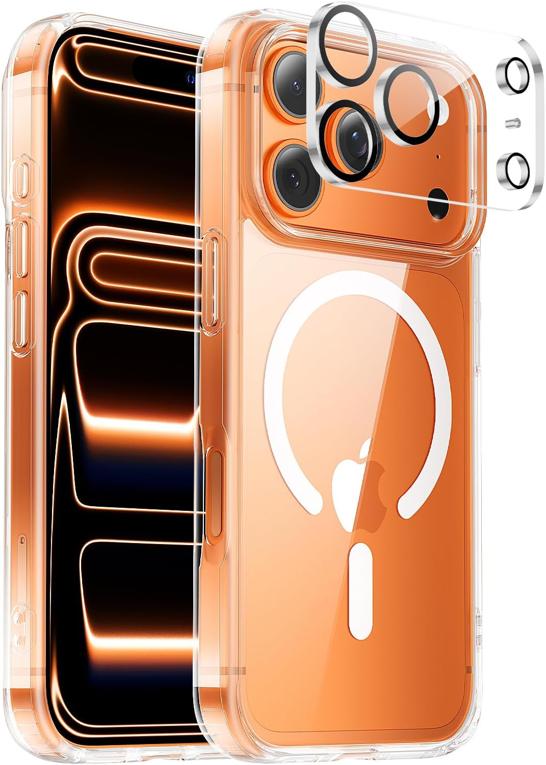 For Iphone 17 Pro Max Case with Camera Lens Protector[10Ft Military-Grade Protection] Compatible with Fit Magsafe Shockproof Slim Thin Cover Case for Iphone 17 Pro Max 6.9 Inch, Orange Bumper