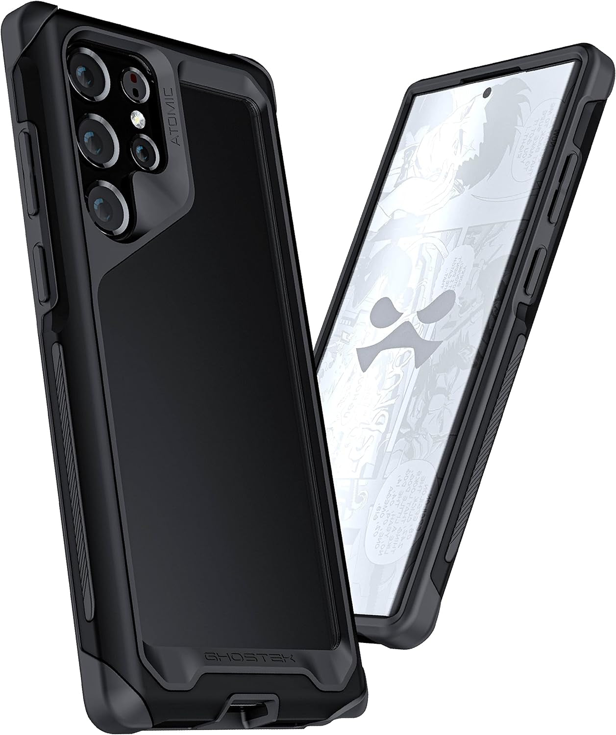 Ghostek ATOMIC Slim S22+ plus Case with Crystal Clear Back and Aluminum Metal Bumper Heavy Duty Protection Wireless Charging Compatible Designed for 2022 Samsung Galaxy S22+ plus 5G (6.6 Inch) (Black)