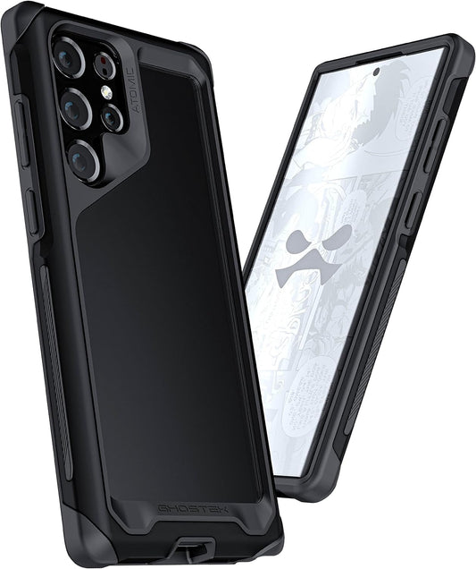 Ghostek ATOMIC Slim S22+ plus Case with Crystal Clear Back and Aluminum Metal Bumper Heavy Duty Protection Wireless Charging Compatible Designed for 2022 Samsung Galaxy S22+ plus 5G (6.6 Inch) (Black)