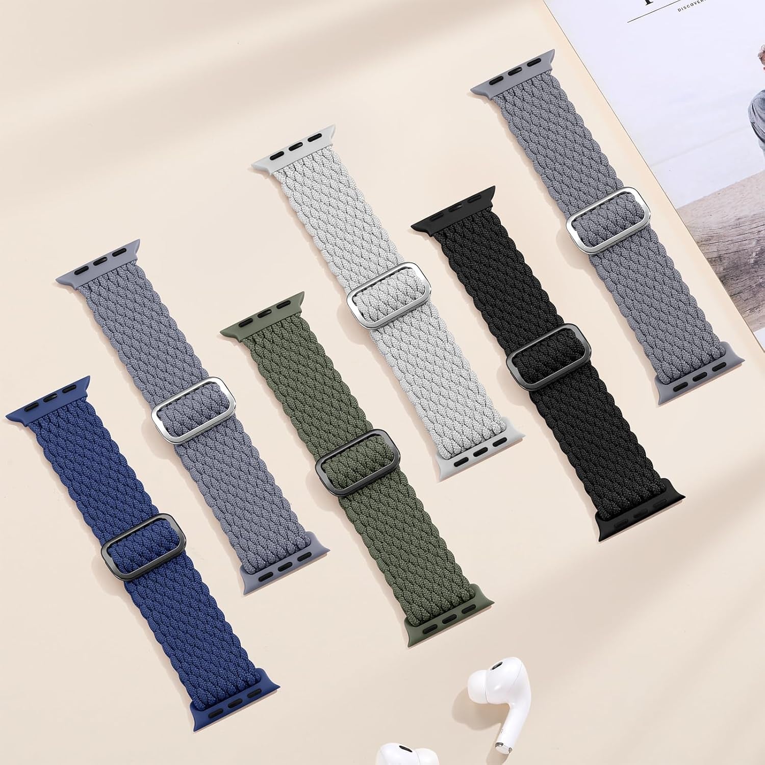 Braided Bands Compatible with Apple Watch Band 38Mm 40Mm 41Mm 42Mm 44Mm 45Mm 49Mm Women Men, Adjustable Stretchy Soft Nylon Strap for Iwatch Series 9 8 7 6 5 4 3 2 1 SE Ultra/Ultra 2