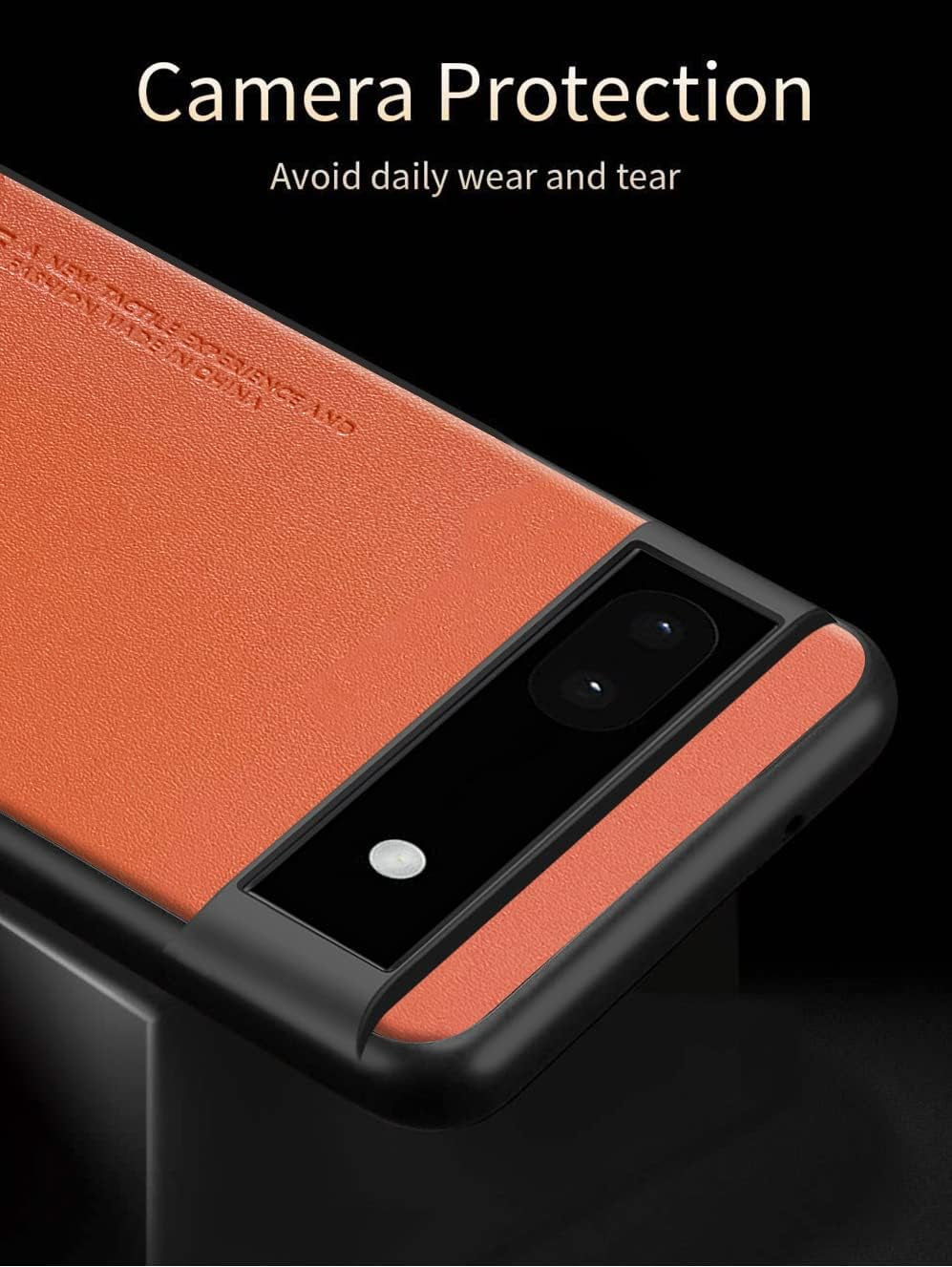 For Google Pixel 6A Case 5G (2022), Soft TPU Artificial Leather Case,Extremely Light Ultra-Light Camera Protection Leather Cover Case for Google Pixel 6A 5G(Orange)  Puxssul   