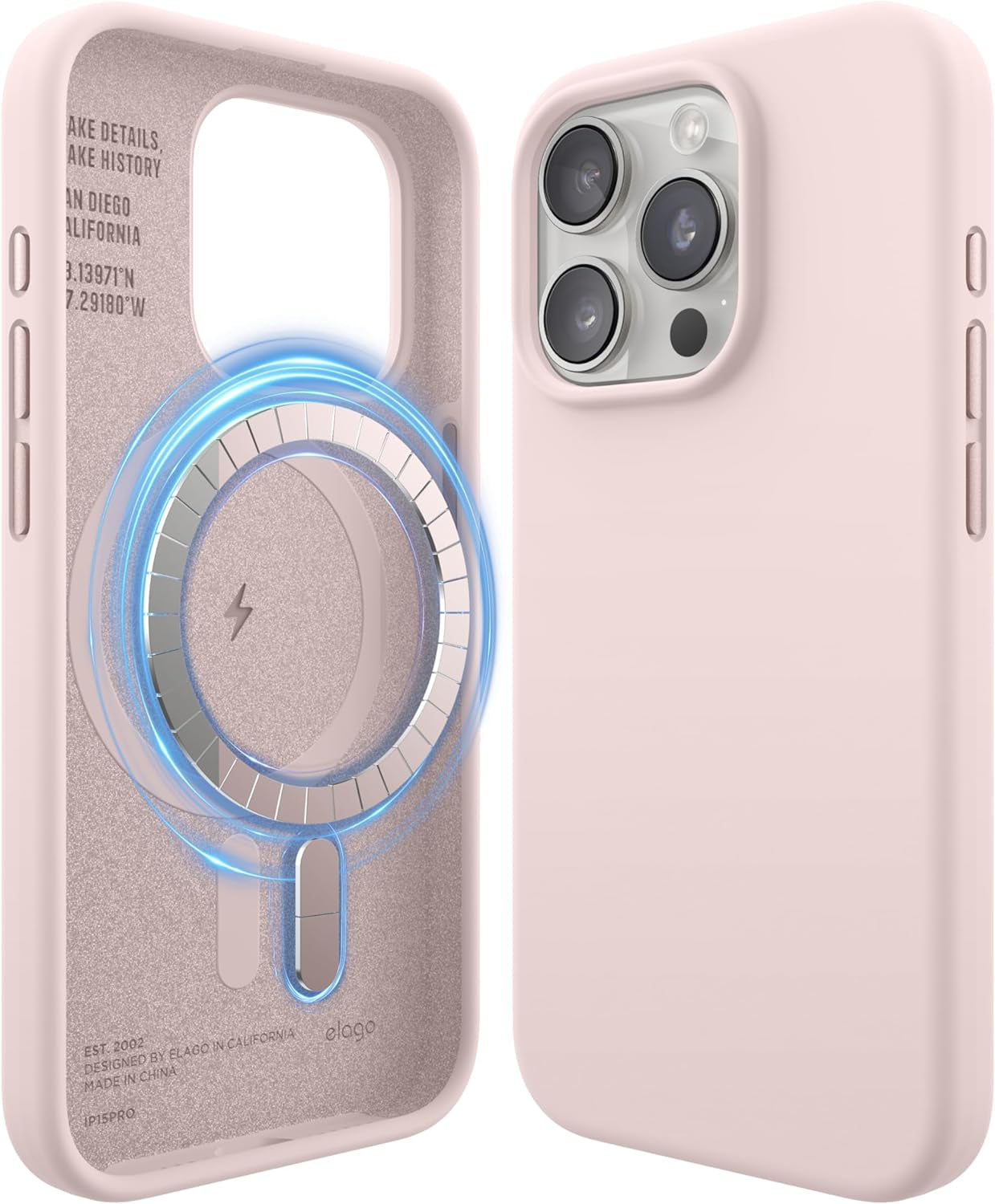 Elago Magnetic Silicone Case Compatible with Iphone 15 Pro Case 6.1 Inch Compatible with All Magsafe Accessories - Built-In Magnets, Soft Grip Silicone, Shockproof (Brown)  elago Lovely Pink Iphone 15 Pro 