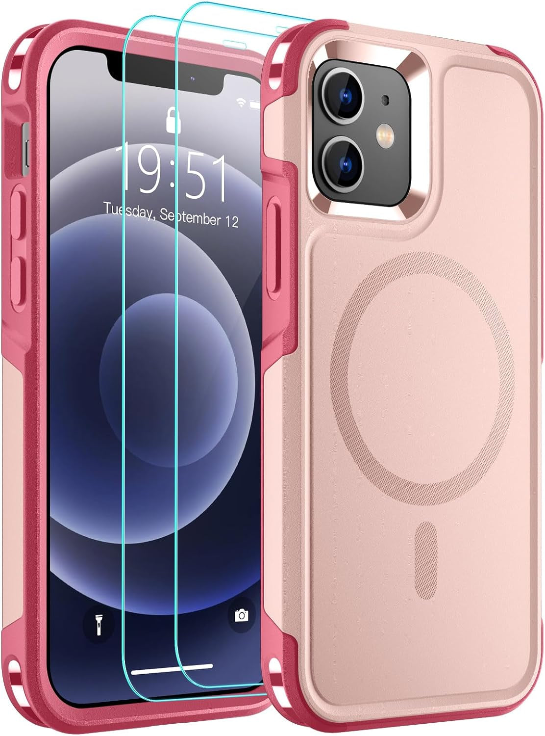 For Iphone 12 Case,Iphone 12 Pro Case,[Compatible with Magsafe][12 FT Military Grade Drop Protection] 2X[Tempered Glass Screen Protector] Magnetic Phone Case for Iphone 12/12 Pro,Deep Blue