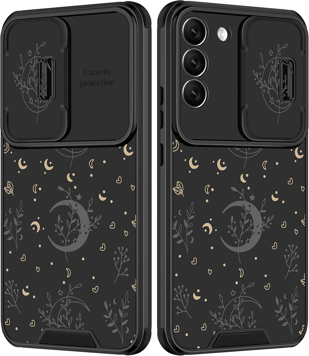 Goocrux for Samsung Galaxy S22 plus Case Leopard for Girls Women Cheetah Print Phone Cover Cute Black Animal Fashion Design with Slide Camera Cover Aesthetic Girly Cases for Galaxy S22 plus 5G 6.6''