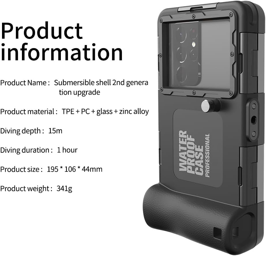 Ezanmull Professional Snorkeling Diving Waterproof Phone Case for Iphone 15/14/13/12/11 Pro Max/Xr/Xs/X/Galaxy S24/S23/S22/S21 plus Ultra, Underwater 50Ft/15M Photo & Video Protective (A/Black)