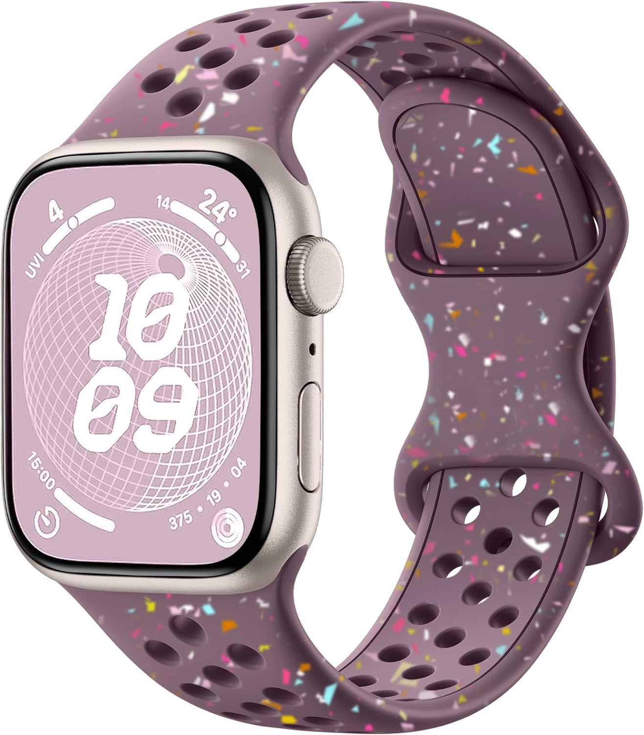 Breathable Sport Silicone Band Compatible with Apple Watch Bands 40Mm 38Mm 44Mm 41Mm 45Mm 42Mm 49Mm Women Men, Soft Wristband Recycled Plastic Strap for Iwatch Bands Series 9 SE 8 7 6 5 4 3 2 1 Ultra