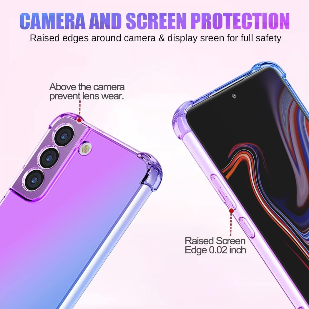 Case for Galaxy S22 plus Case, Samsung S22+ 5G Cute Case Girls, Gradient Slim anti Scratch Soft TPU Phone Cover Shockproof Protective Case for Samsung Galaxy S22 plus 5G (Purple/Blue)
