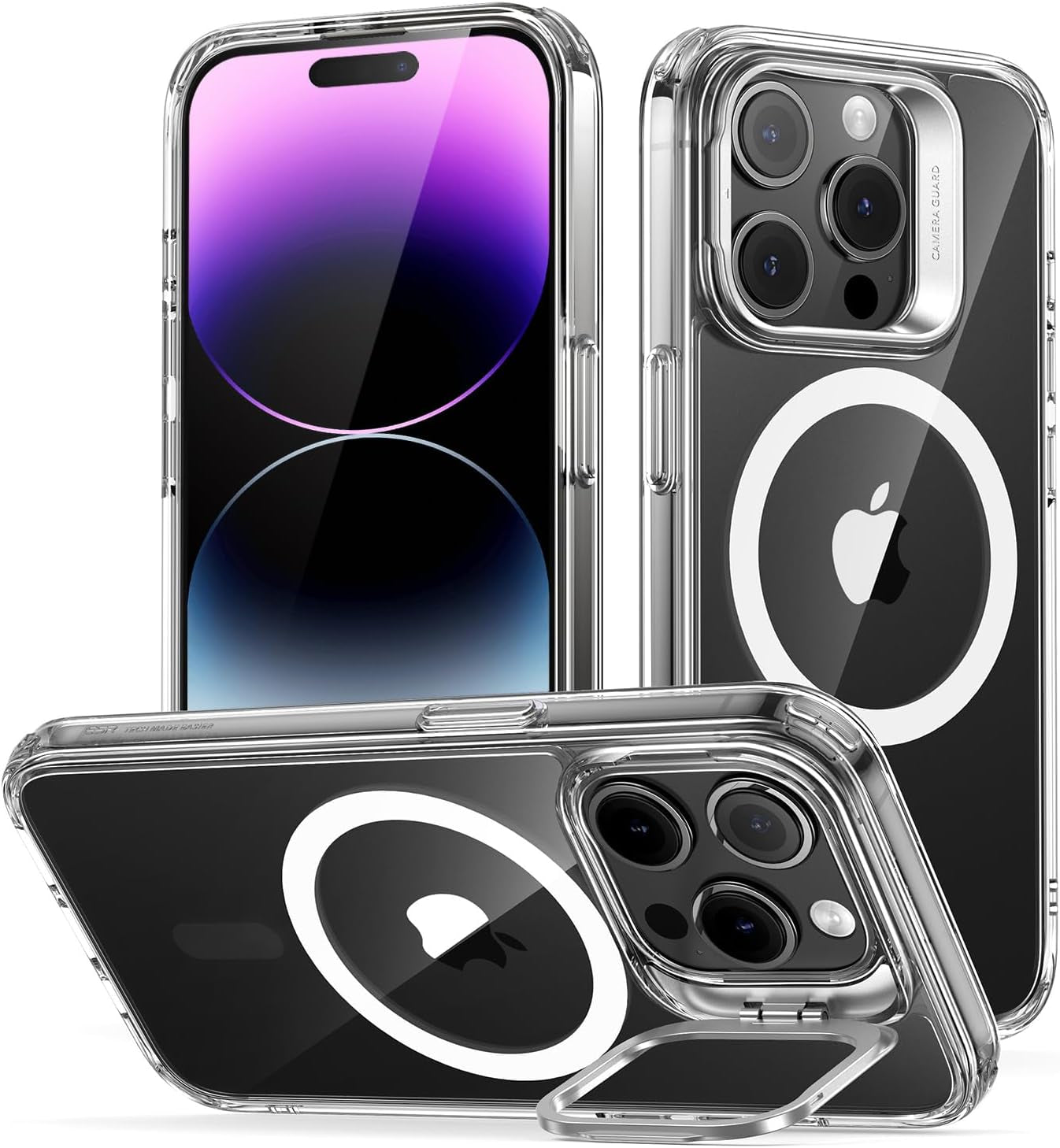 ESR for Iphone 17 Pro Max Case with Stash Stand, Camera Control Cover Compatible with Magsafe, Military-Grade Drop Protection Phone Case for Iphone 17 Pro Max, Scratch-Resistant Back Cover, Clear