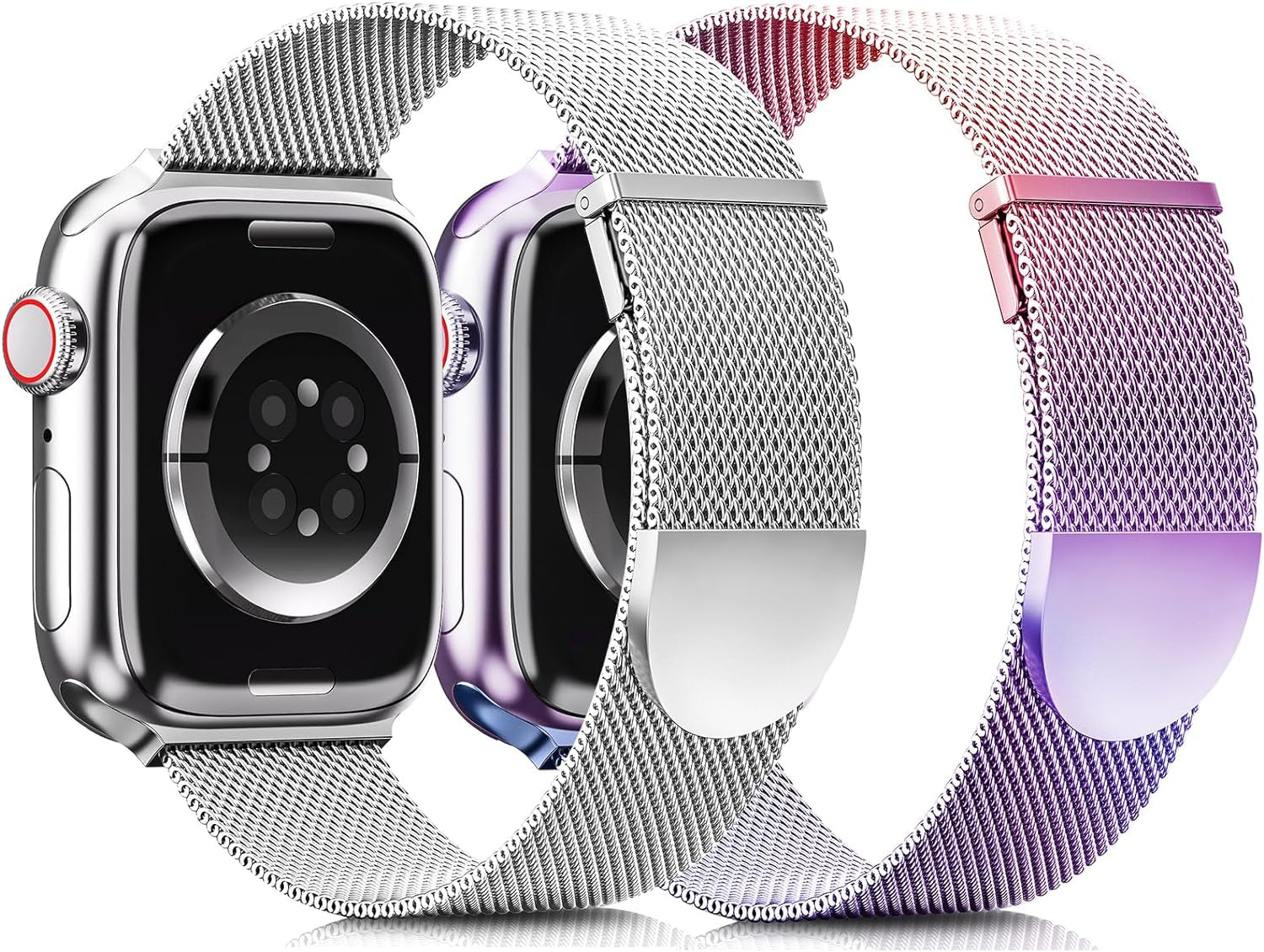 2 Pack Metal Magnetic Band Compatible with Apple Watch Bands 38Mm 40Mm 41Mm 42Mm 44Mm 45Mm 49Mm Women Men,Milanese Loop Stainless Steel Mesh Adjustable Strap for Iwatch Series 9 8 7 6 5 4 3 2 SE Ultra