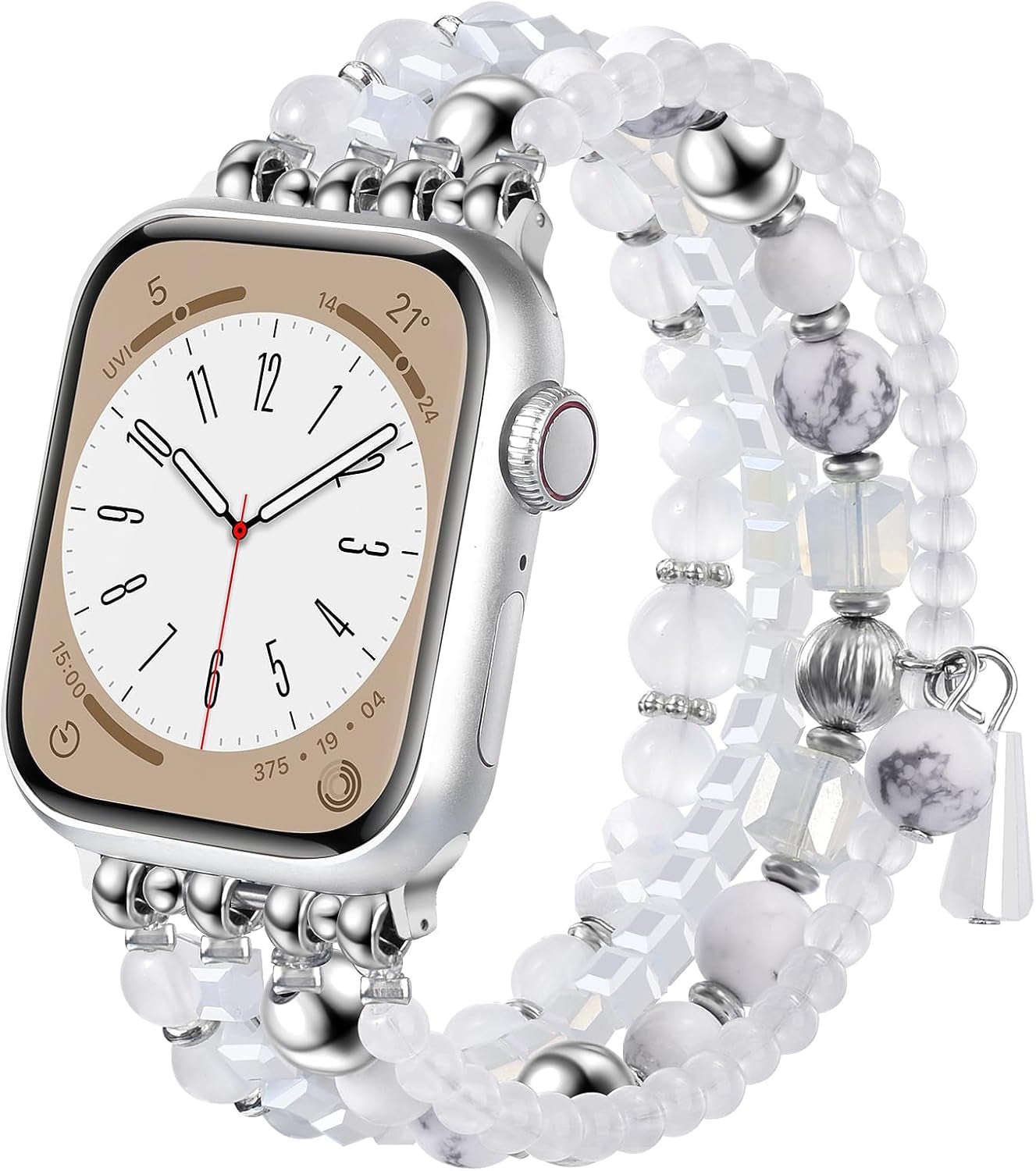 Beaded Bracelet Compatible with Apple Watch Band 42Mm/44Mm/45Mm for Women, Stylish Handmade Wristband Replacement Strap for Iwatch Series 9/8/7/6/5/4/3/2/1/Se/Ultra(Blue)