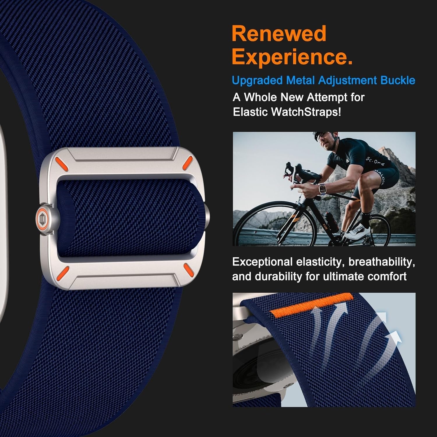 EOMTAM Stretchy Nylon Sport Band Compatible for Apple Watch Band 42Mm 44Mm 45Mm 49Mm Men,Wristbands for Iwatch Series 9 Ultra 2/1 8 SE 7 6 5 4 3