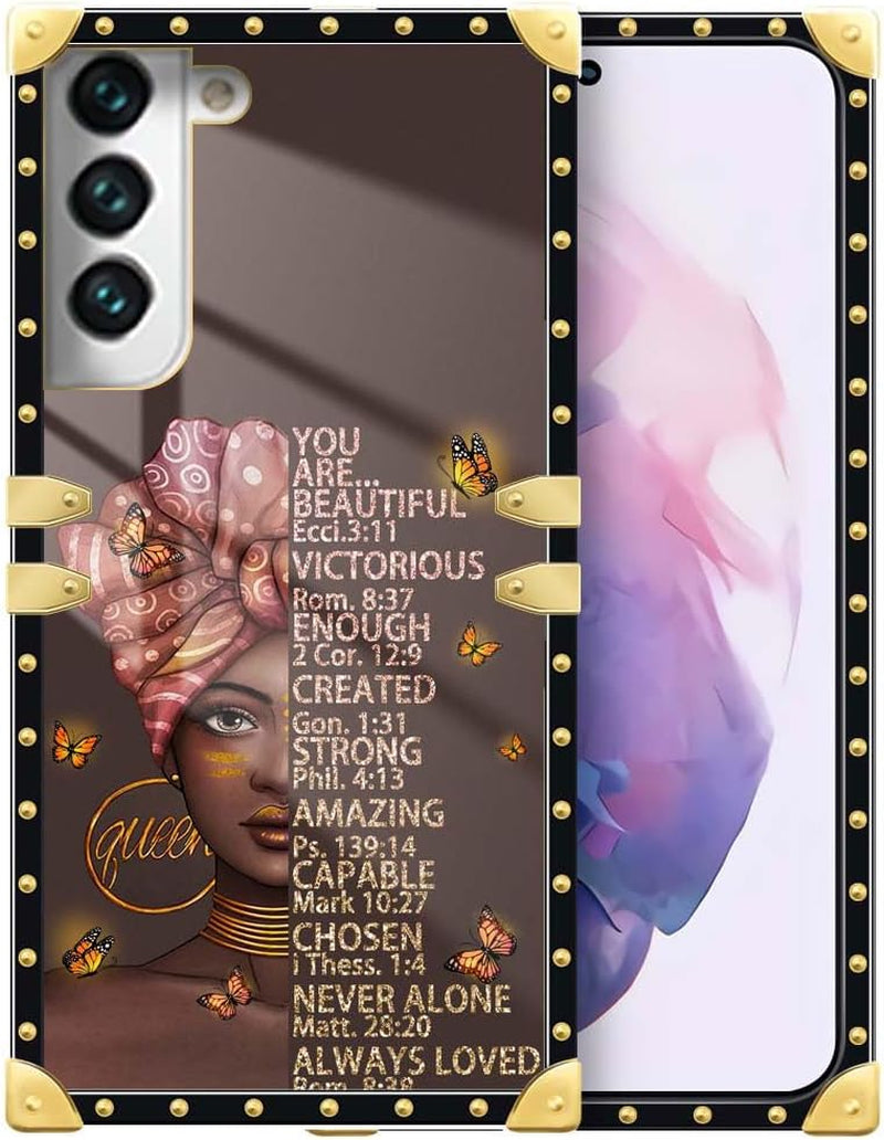 Compatible with Samsung Galaxy S22 plus Case, J Brown Black Girl A01 Luxury TPU Corner Shockproof Protection Cover for Women Girls for Samsung Galaxy S22 Plus