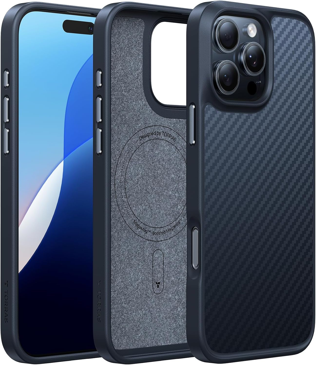 TORRAS Stronger Magnetic & Shockproof for Iphone 17 Pro Max Case, Fit for Magsafe, Military Grade Drop Protection, Camera Control, DIY Button, Slim for Iphone 17 Pro Max Case Translucent Deep Blue