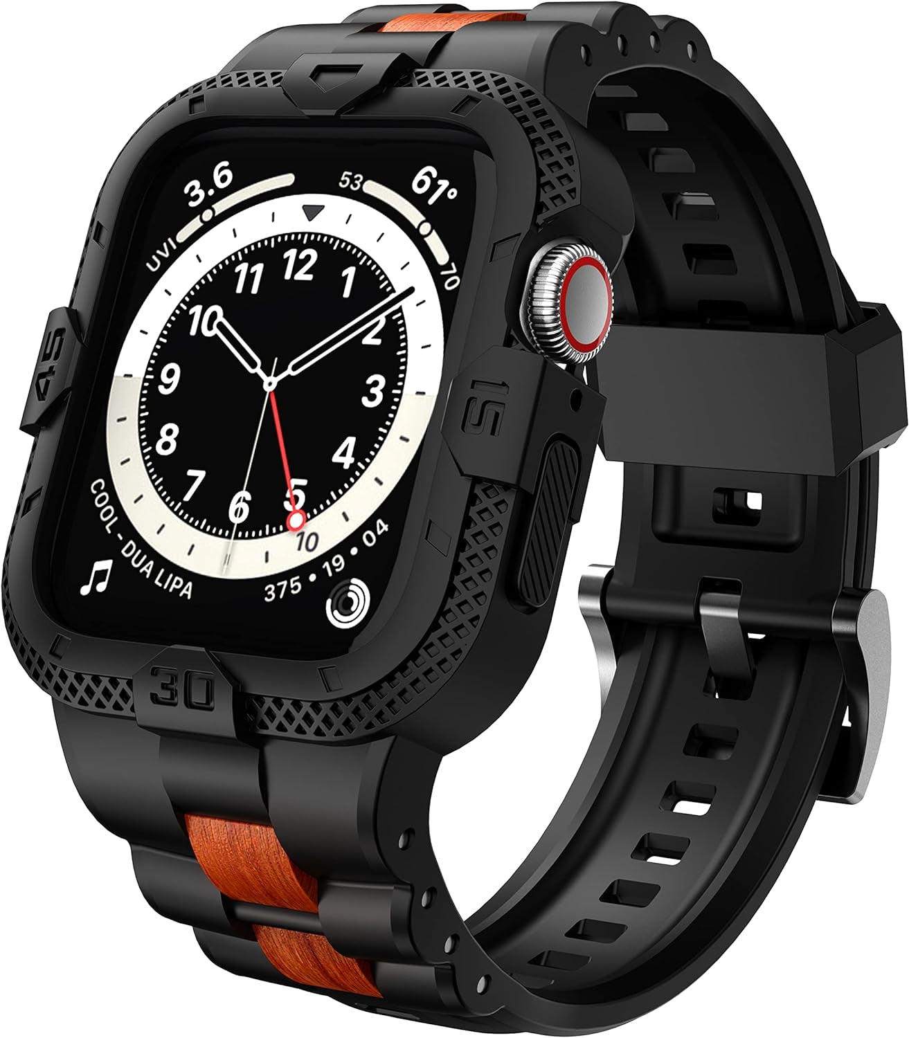 GELISHI Compatible with Apple Watch Band 45Mm 44Mm 42Mm 41Mm 40Mm 38Mm, Men Sport Bands Rugged Case for Watch Series 9 8 7/Series 6 SE 5 4 3