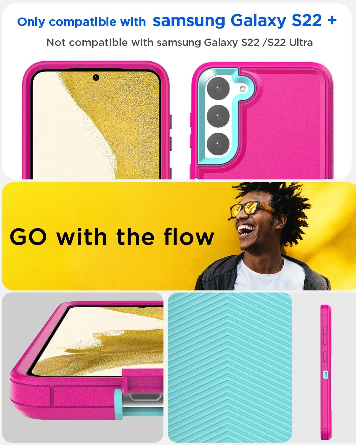 Aicase Case for Samsung Galaxy S22 Plus,Support Magnetic Car Mount Heavy Duty 2-Layer Pocket-Friendly Durable Military Grade Protection Shockproof/Drop Proof Protective Cover for S22 Plus_3