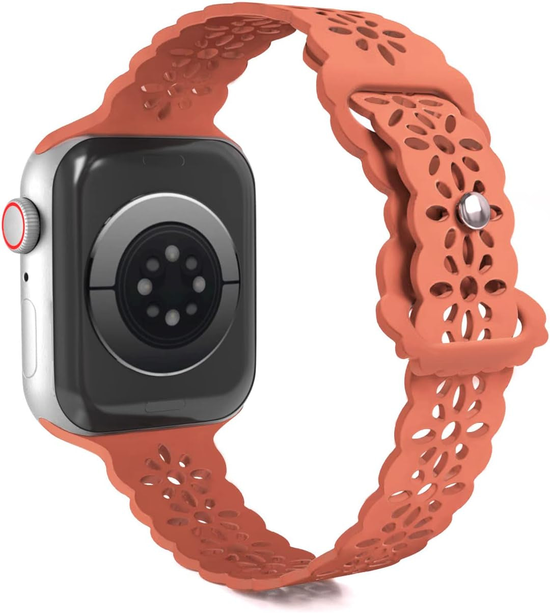 Ginkgonut Lace Silicone Bands Compatible with Apple Watch Band 38Mm 40Mm 41Mm 42Mm 44Mm 45Mm 49Mm,Women Slim Thin Hollow-Out Iwatch Sport Wristband for Apple Watch Ultra Series SE 8 7 6 5 4 3 2 1