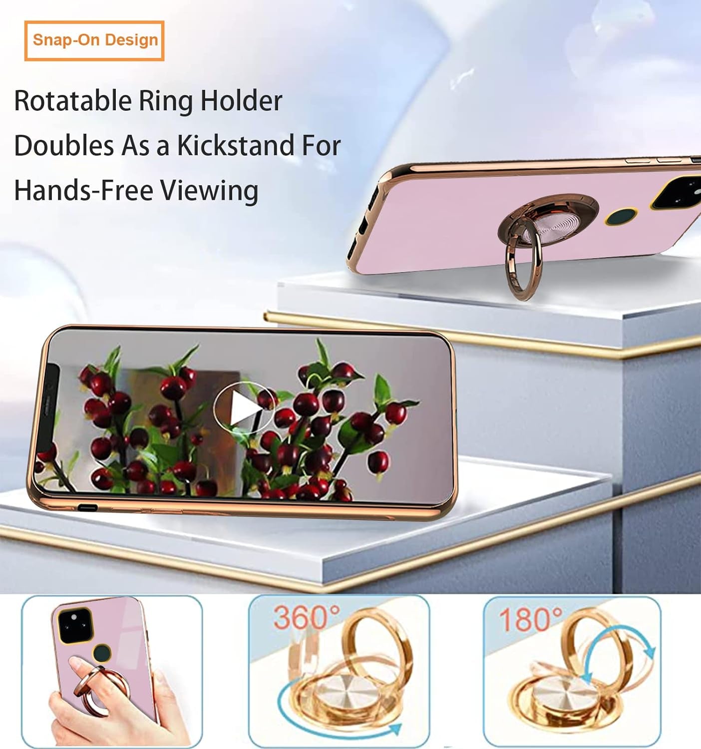 Compatible with Google Pixel 5A 5G Case Ring Holder Magnet Green, Google Pixel 5A 5G Phone Case Silicone Shockproof Plate Luxury Slim Cover (Purple)  Wousunly   