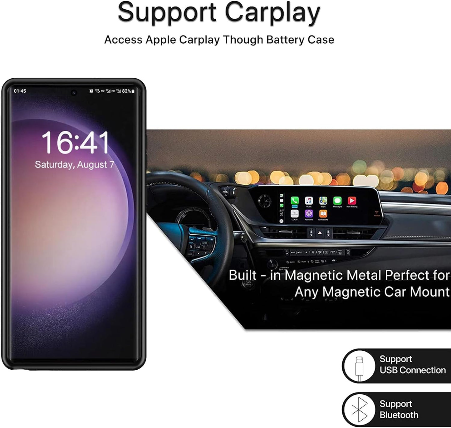 Battery Case for Galaxy S22 Ultra/S23 Ultra,12000Mah High Capacity Rechargeable Portable Protective Extended Charger Case Compatible with S22 Ultra/S23 Ultra 6.8Inch Charging Case with Wireless-Black