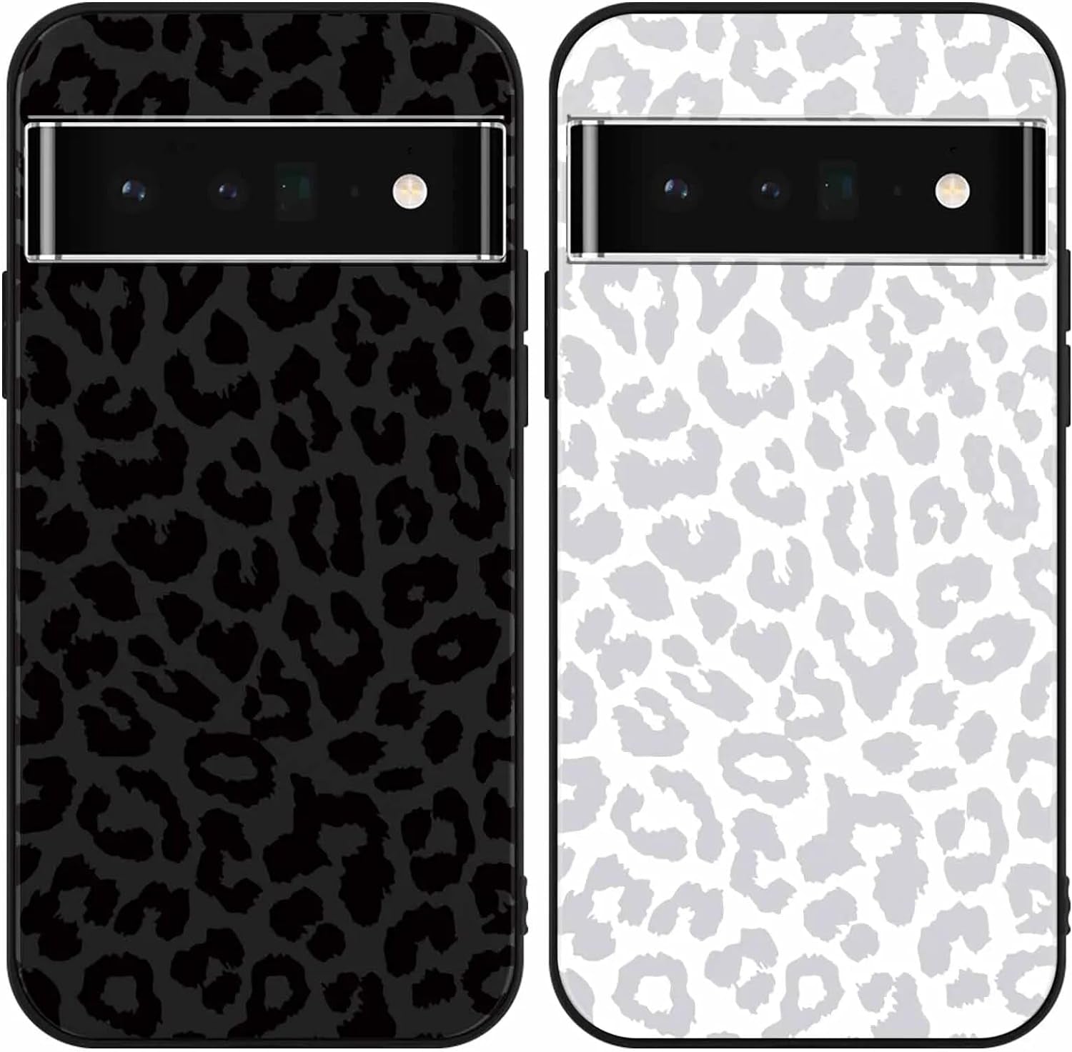 2 Pack Cute Cheetah Print for Google Pixel 6A(5G) 6.3" Phone Case,Luxury Leopard Pattern Design Cases Soft Silicone TPU Shockproof Protective Cover for Women Girls-Black & White  RUMDEY Leopard Google Pixel 6 Pro(5G) 