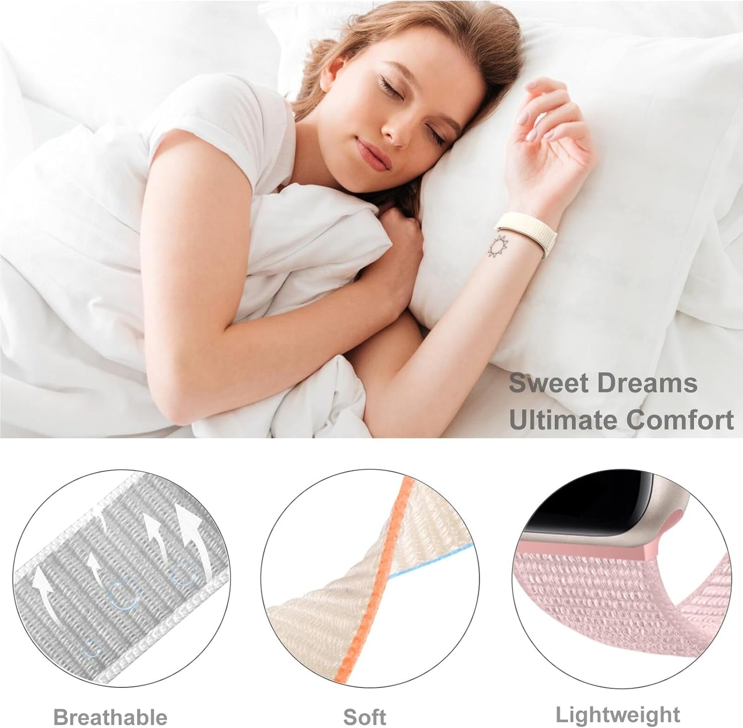 6 Pack Soft Nylon Sport Loop Bands Compatible with Apple Watch 38Mm 40Mm 41Mm 42Mm 44Mm 45Mm 49Mm for Women Men, Adjustable Braided Hook and Loop Straps for Iwatch Series 9 8 7 6 5 4 3 2 1 SE Ultra