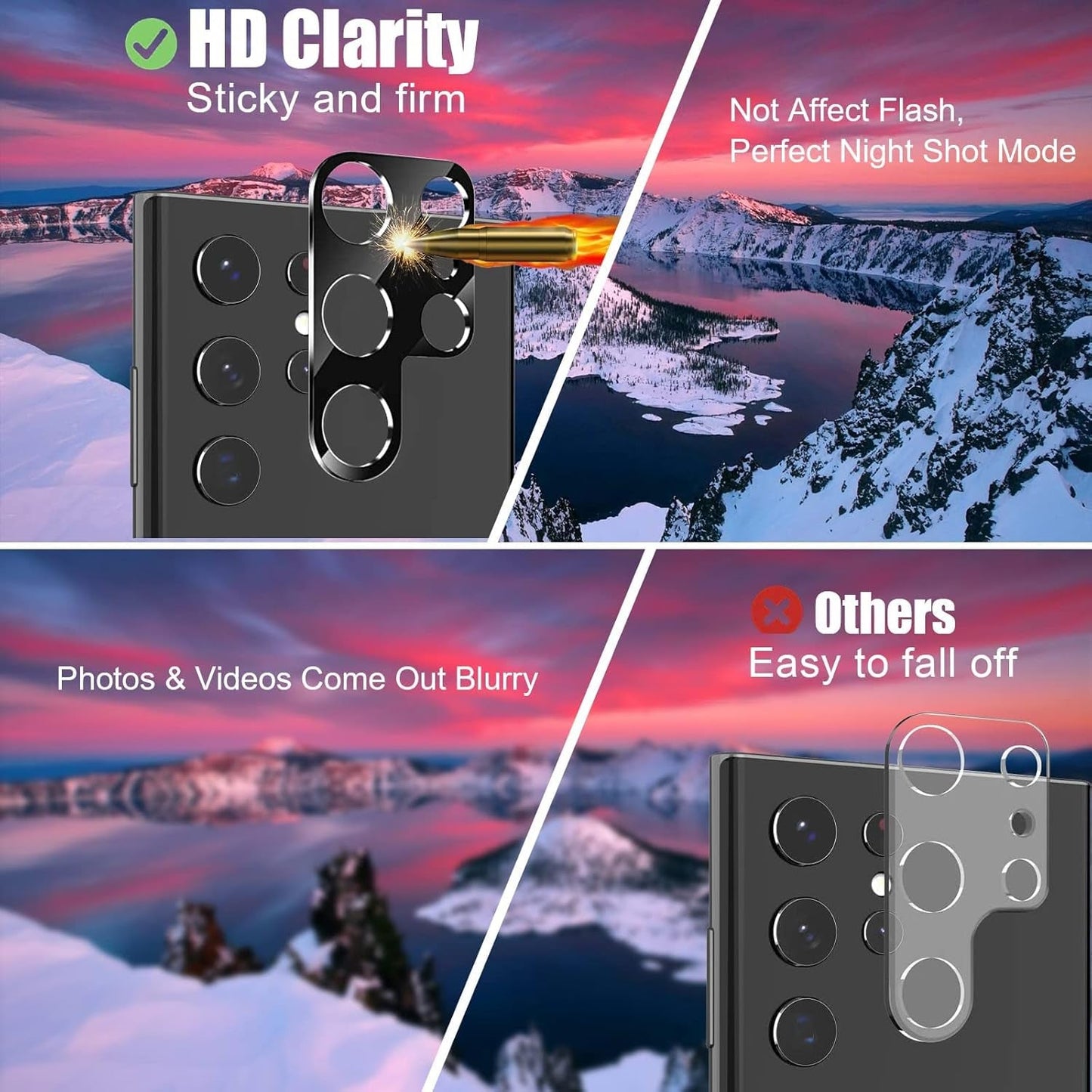 Arshek [4 Pack] Camera Lens Protector Cover for Samsung Galaxy S22 Ultra 5G, 9H Tempered Glass Camera Screen Protector, Case