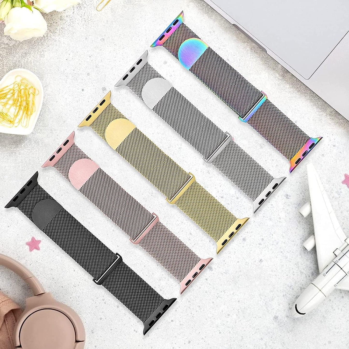 Amirite AMS02 Metal Stainless Steel Watch Band Compatible with Apple Iwatch Series 7 6 5 4 3 2 SE,【 👉 Only Metal Strap for Apple Iwatch ⌚ Watch NOT Included 】 (38MM 40MM 41MM, RED)