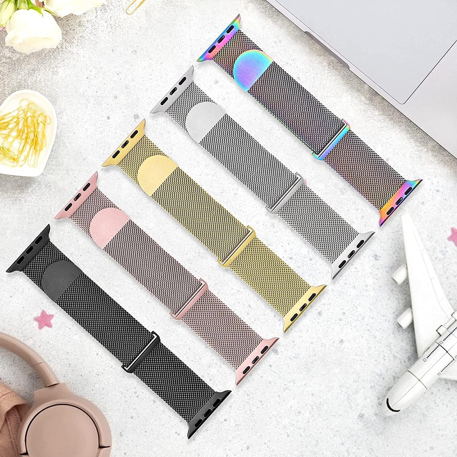 Amirite AMS02 Metal Stainless Steel Watch Band Compatible with Apple Iwatch Series 7 6 5 4 3 2 SE,【 👉 Only Metal Strap for Apple Iwatch ⌚ Watch NOT Included 】 (38MM 40MM 41MM, RED)