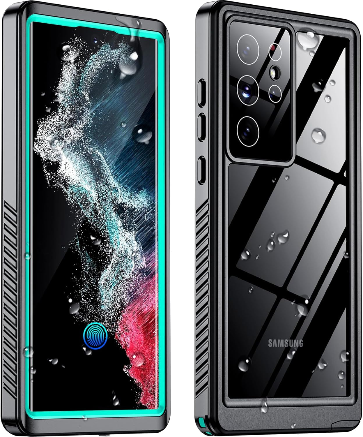 Designed for Galaxy S22 Ultra Case Waterproof, Built-In Screen Protector Full Protection Heavy Duty Shockproof Anti-Scratched Rugged Case for Samsung Galaxy S22 Ultra 6.8'' (Black/Clear)