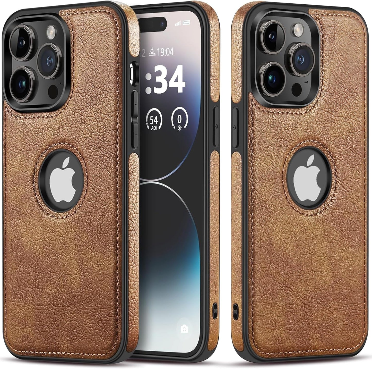 DOGODON Design Compatible with Iphone 15 Pro Case Luxury Leather Business Vintage Slim Non-Slip Soft Grip Shockproof Protective Cover (2023) 6.1 Inch (Brown)  DOGODON Brown  