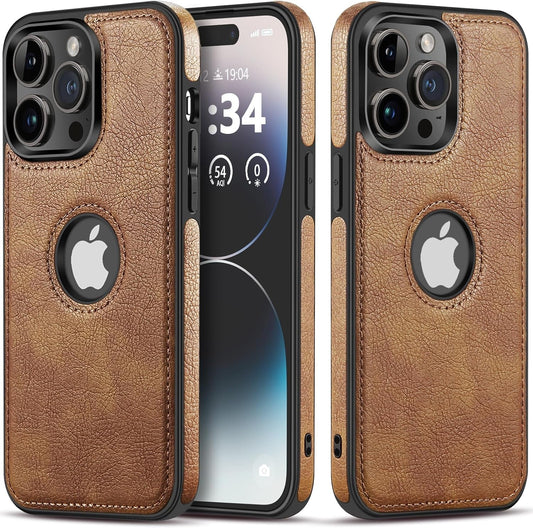 DOGODON Design Compatible with Iphone 15 Pro Case Luxury Leather Business Vintage Slim Non-Slip Soft Grip Shockproof Protective Cover (2023) 6.1 Inch (Brown)  DOGODON   
