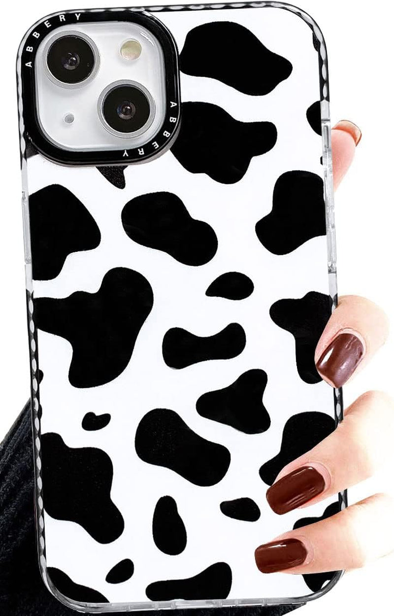 Abbery Designed for Iphone 15 plus Case Cow Print Clear with Design Cow Pattern Cute Durable Silicone TPU Sturdy Shockproof Protective Woman Girls Aessthetic Phone Cover (For Iphone 15 Plus)  Abbery For Iphone 14  