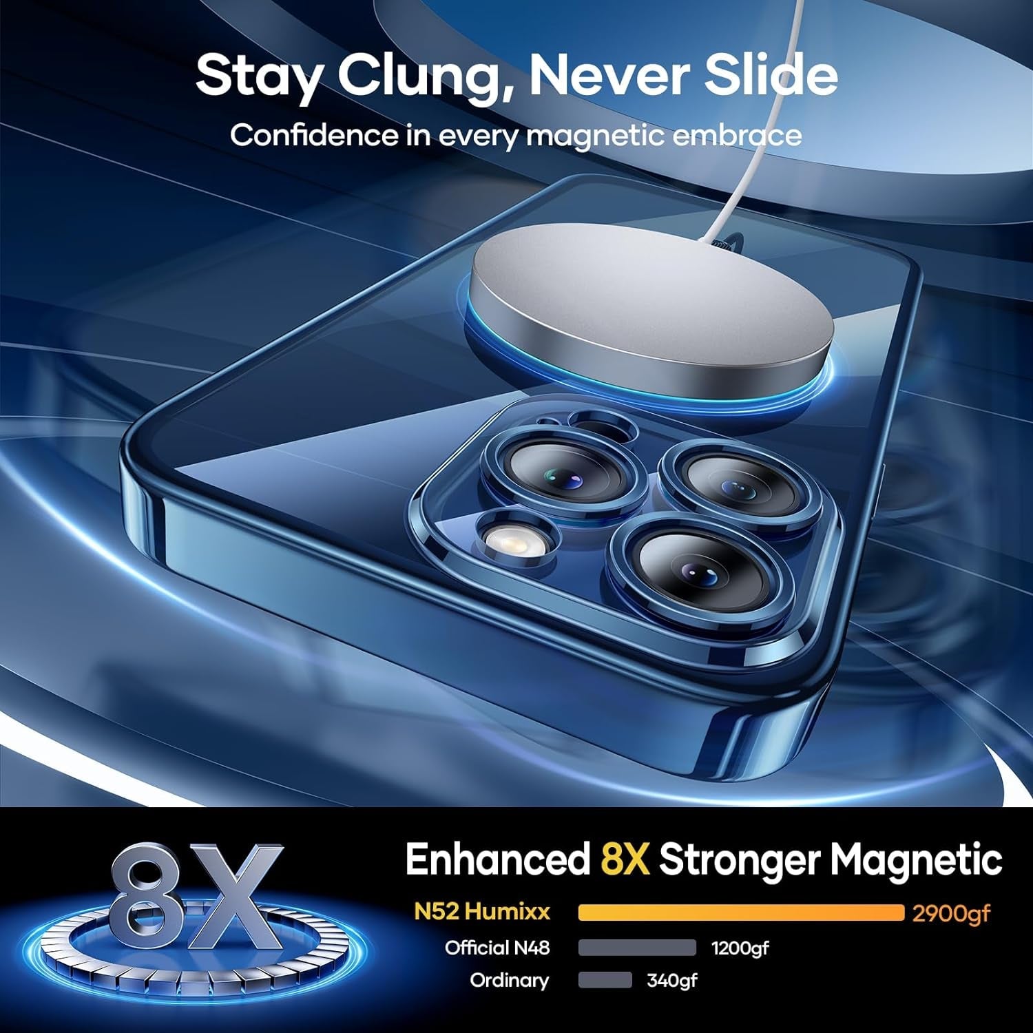 Humixx Magnetic for Iphone 15 Pro Case Clear [Compatible with Magsafe] [No.1 Strong N52 Magnets] [Mil-Grade Shockproof] Dustproof & Non-Yellowing Soft Slim Case for Iphone 15 Pro,Blue  Humixx   