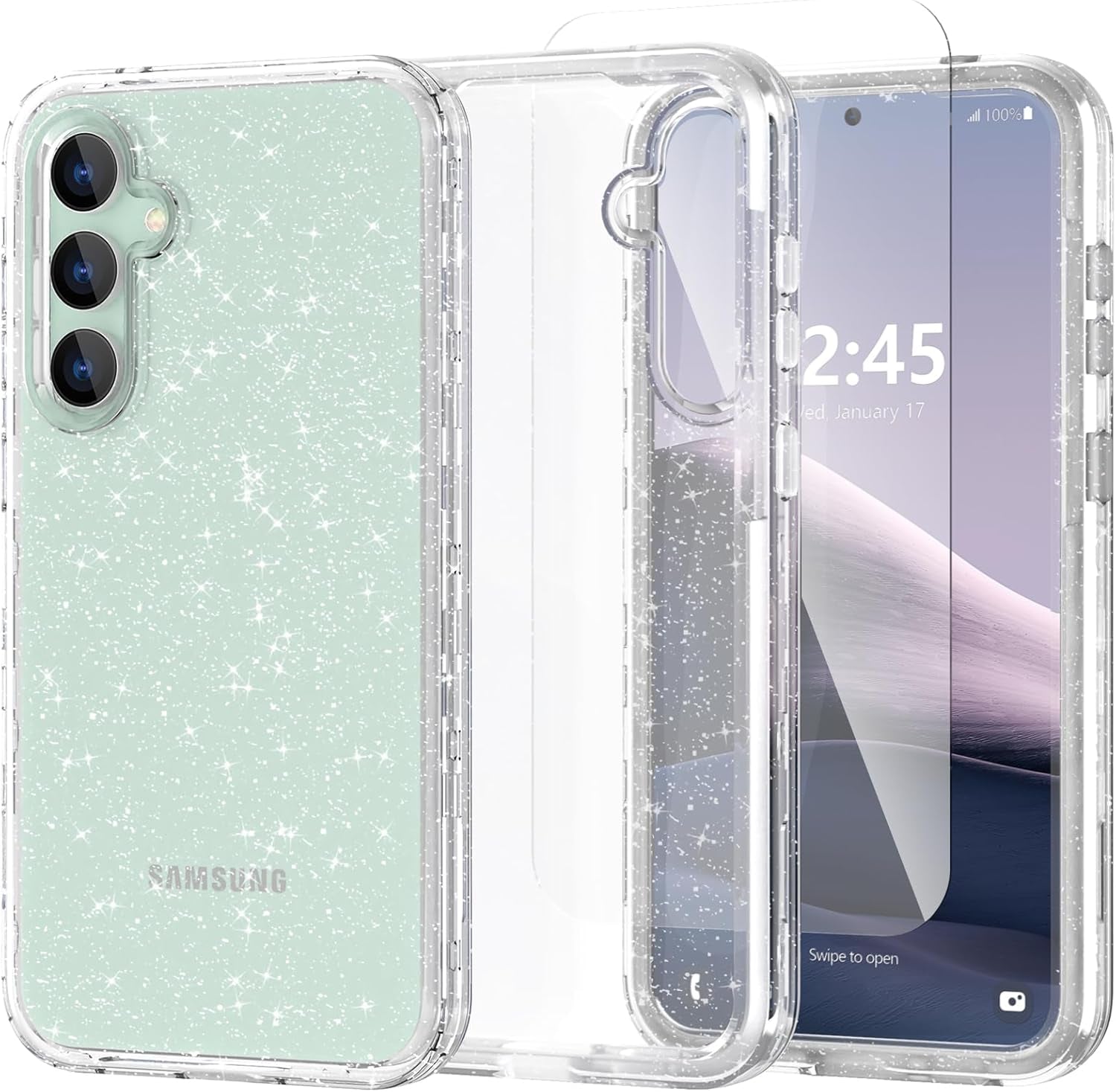 ACKETBOX for Samsung Galaxy S23 FE Case,Glitter Clear Case S23 Fe,Shockproof Bumper Protective Phone Cover,Designed for Samsung S23 FE 5G 6.4"(Clear Bling)