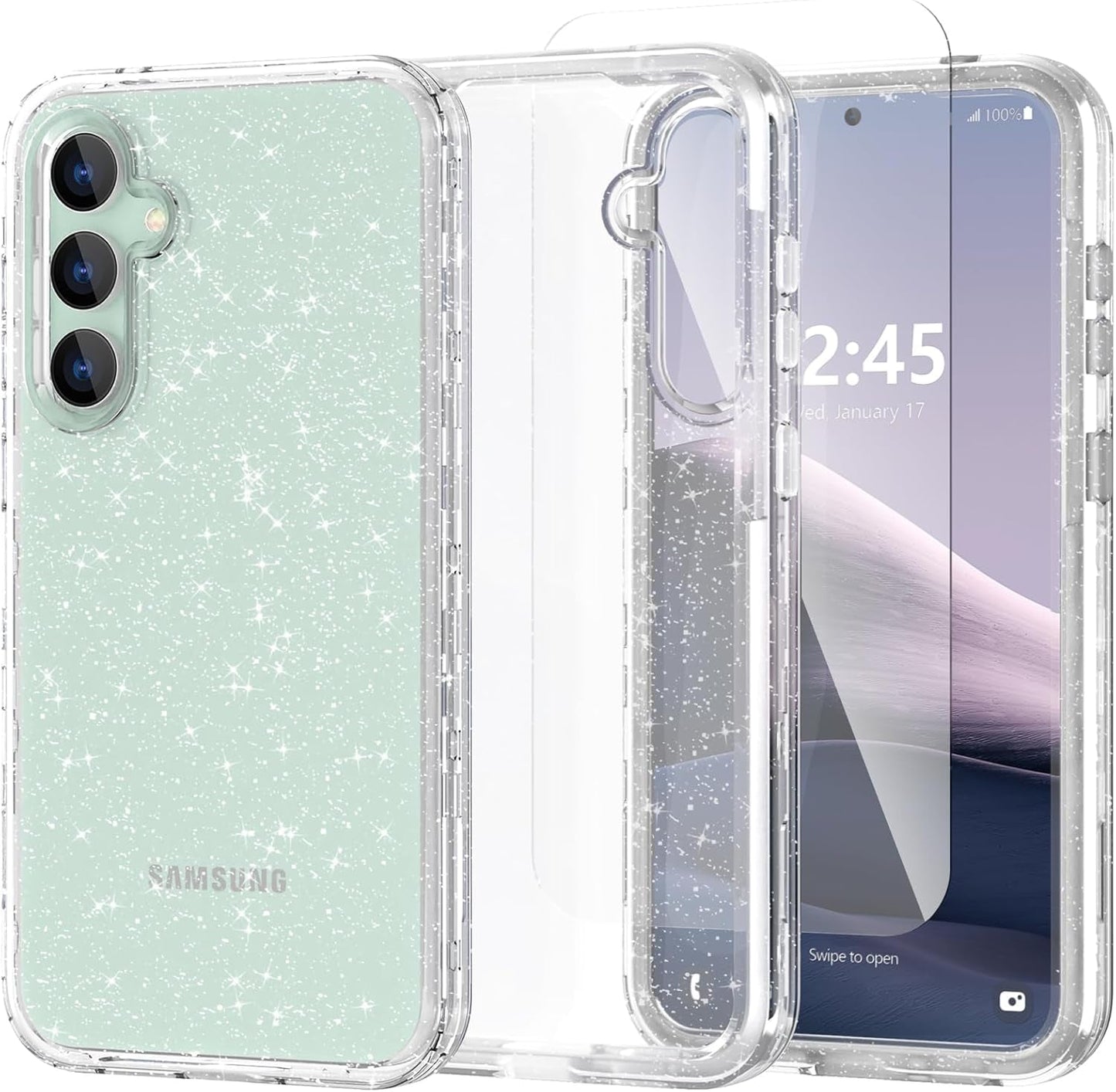 ACKETBOX for Samsung Galaxy S23 FE Case,Glitter Clear Case S23 Fe,Shockproof Bumper Protective Phone Cover,Designed for Samsung S23 FE 5G 6.4"(Clear Bling)