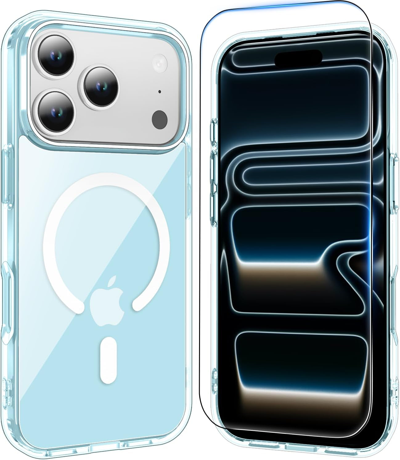 Temdan for Iphone 17 Pro Max Case Clear with Screen Protector, Compatible with Magsafe, Anti-Yellowing, Military-Grade Protection, Shockproof Slim Magnetic Phone Case Cover, Transparent