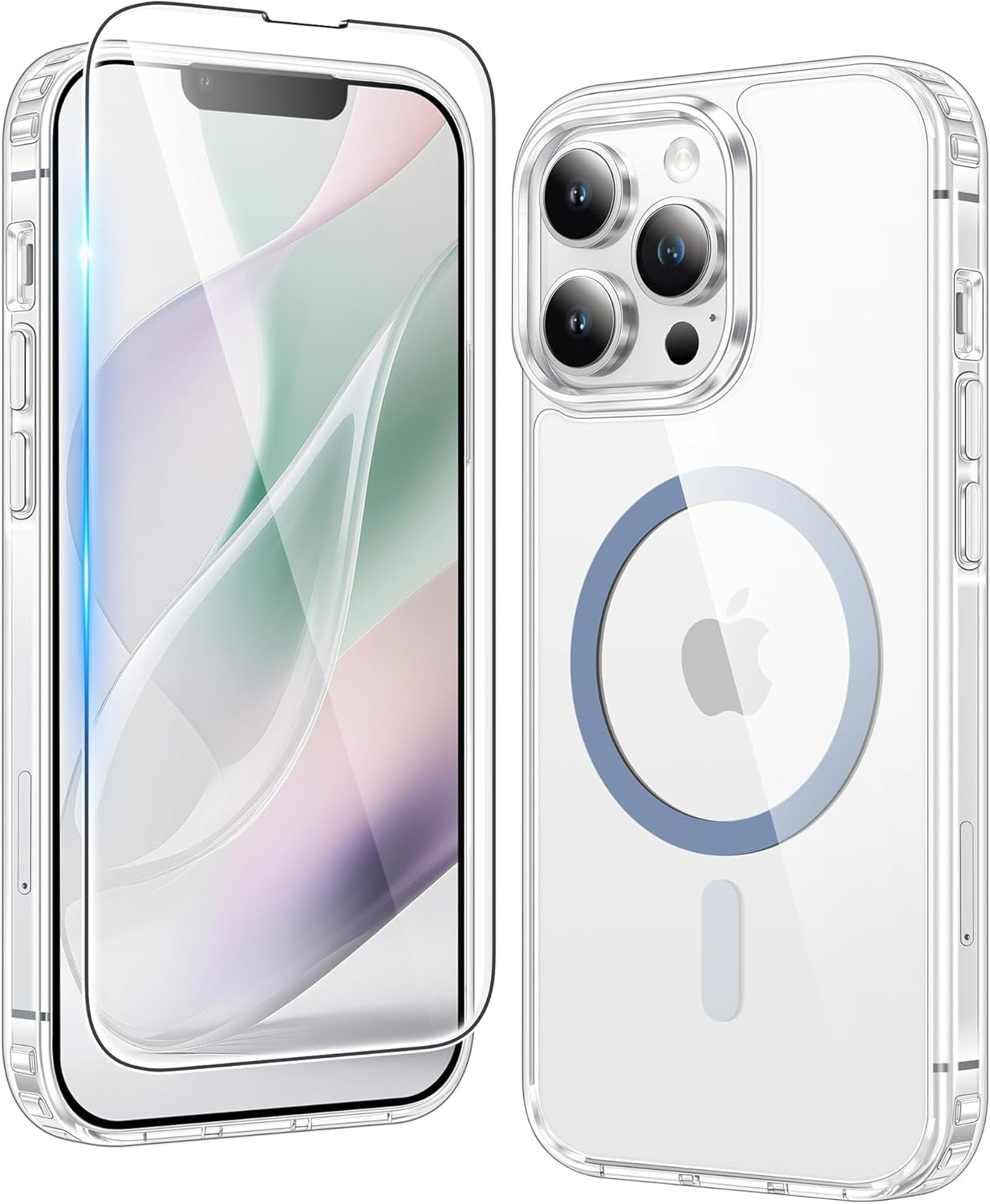 FNTCASE for Iphone 17 Pro-Max Case: Clear Magnetic Phone Cases with Screen Protector Compatible with Magsafe Slim anti Yellowing Rugged Shockproof Protective Transparent Cell Cover (A-Clear)