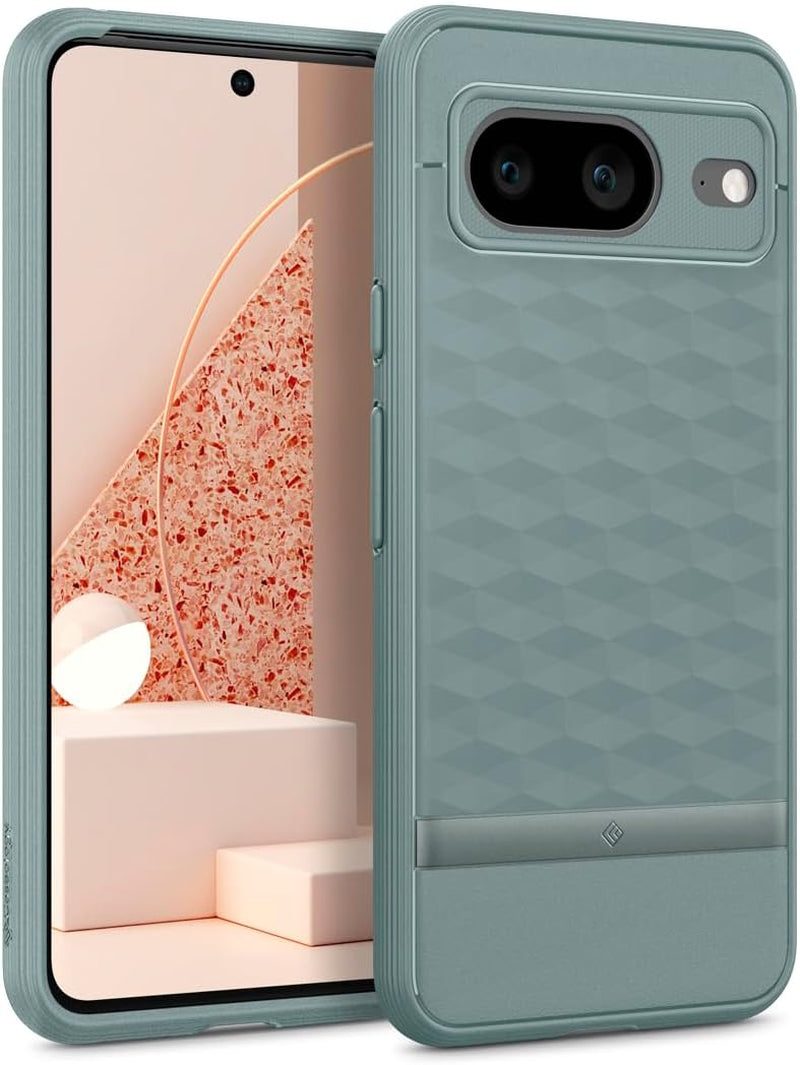 Caseology Parallax 3D Ergonomic Design Case Compatible with Google Pixel 8 Case 5G [Military Grade Drop Tested](2023) - Burgundy  Spigen Sage Green  