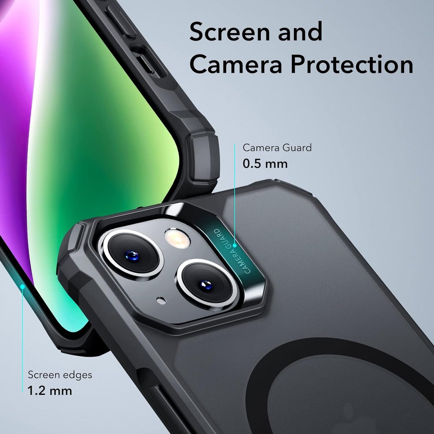 ESR for Iphone 14 Case/Iphone 13 Case, Compatible with Magsafe, Shockproof Military-Grade Protection, Air-Guard Corners, Magnetic Phone Case for Iphone 14/13, Air Armor Magnetic Case (Halolock),Black  Electronic Silk Road Corp   