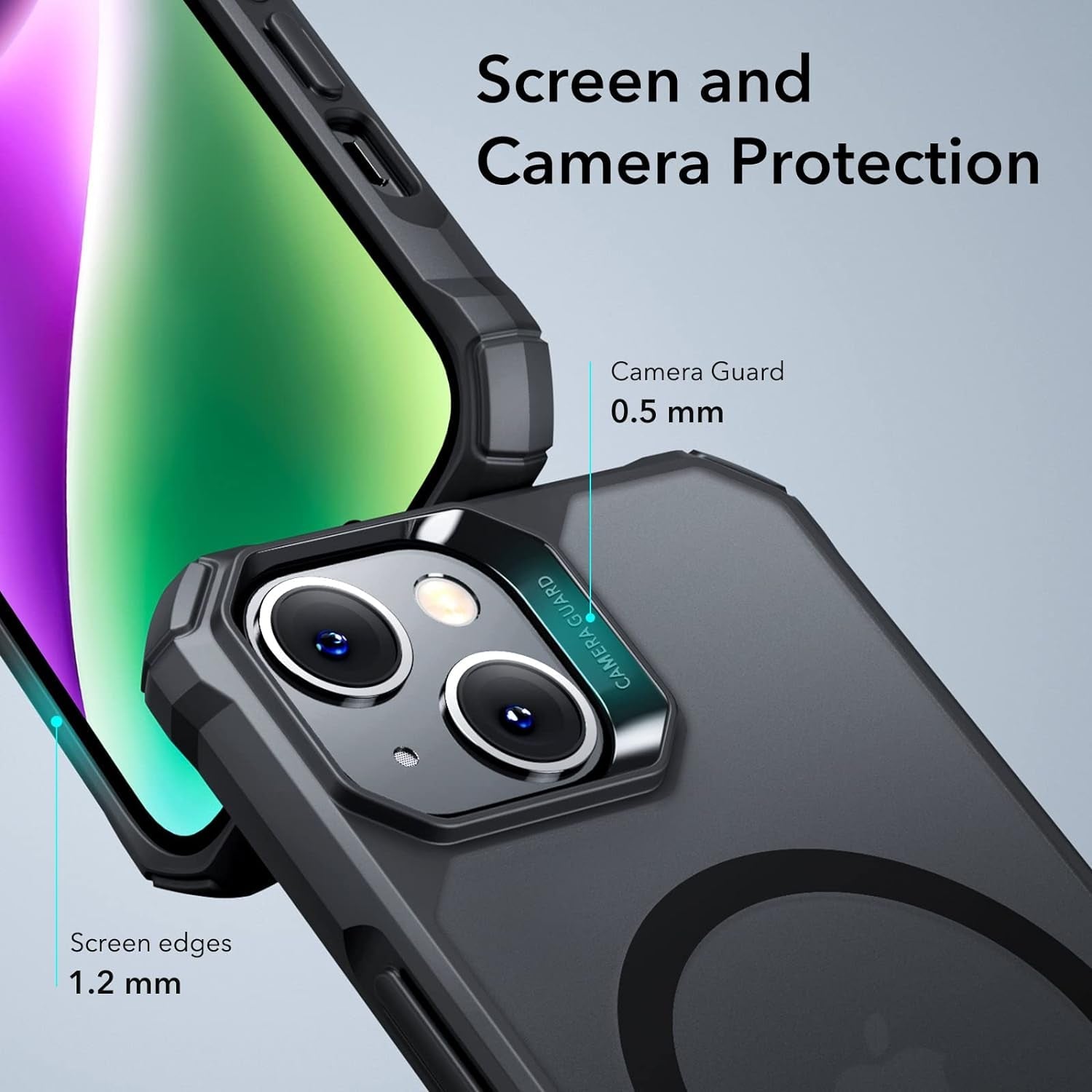 ESR for Iphone 14 Case/Iphone 13 Case, Compatible with Magsafe, Shockproof Military-Grade Protection, Air-Guard Corners, Magnetic Phone Case for Iphone 14/13, Air Armor Magnetic Case (Halolock),Black  Electronic Silk Road Corp   