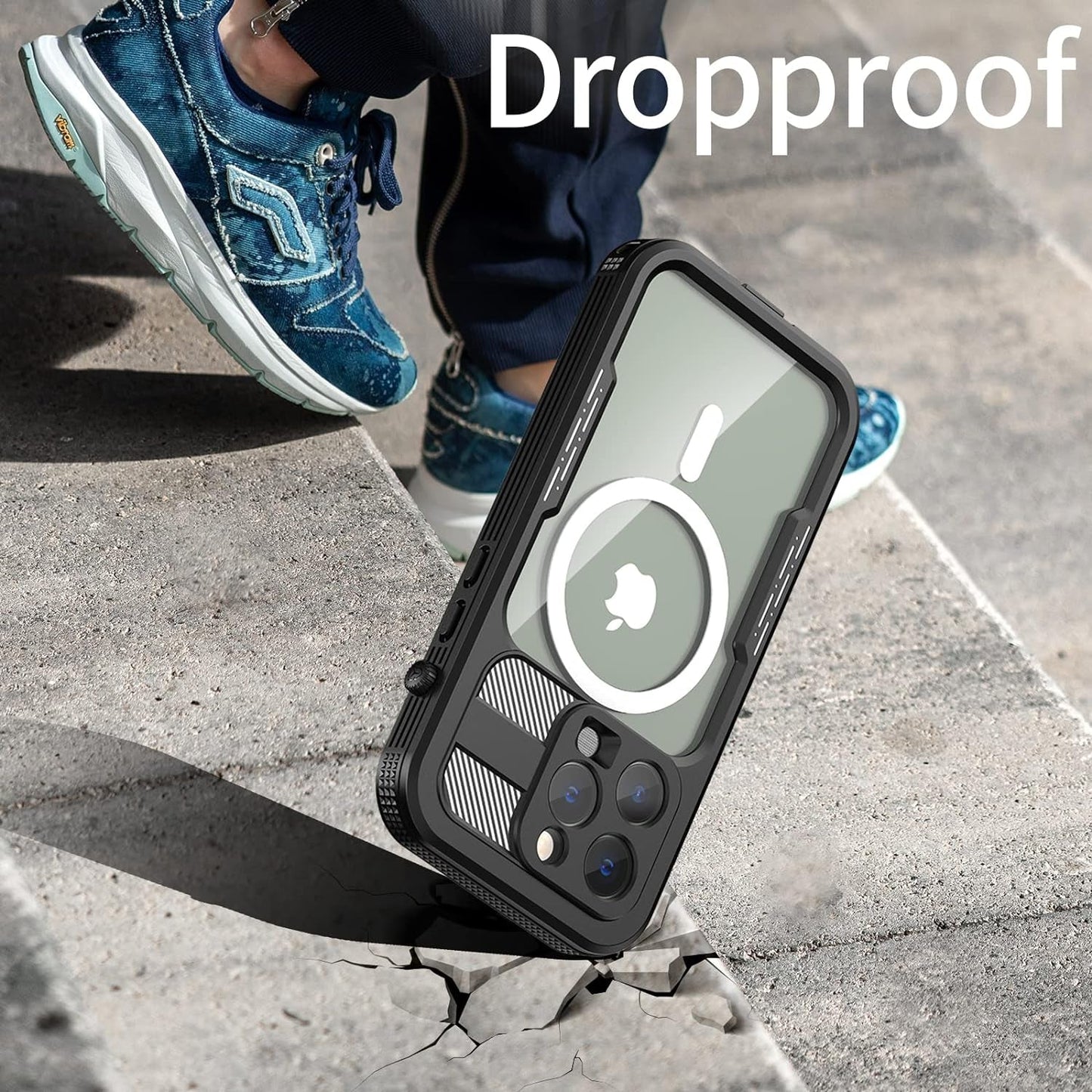 Ezanmull Iphone 14 Pro Waterproof Case, with Built-In Screen Protector Dustproof Shockproof Dropproof Case, Rugged Full Body Underwater Protective Cover for Iphone 14 Pro 6.1" - Clear/Black  Ezanmull   