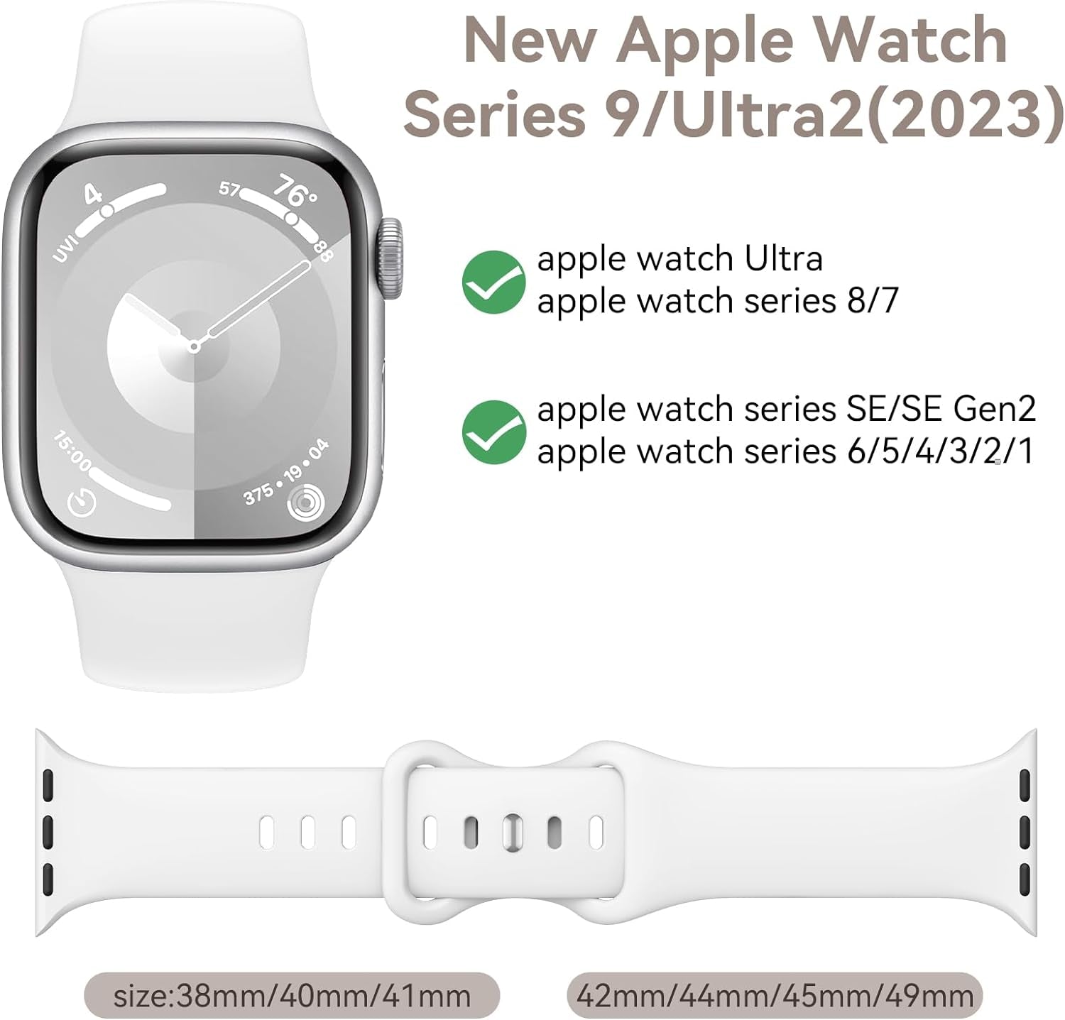 4 Pack Sport Bands Compatible with Apple Watch Bands Series 9, Watch Band for Women 38Mm 40Mm 41Mm 42Mm 44Mm 45Mm 49Mm,Soft Silicone Waterproof Strap for Iwatch Bands SE 8, 7, 6, 5, 4, 3, 2, 1