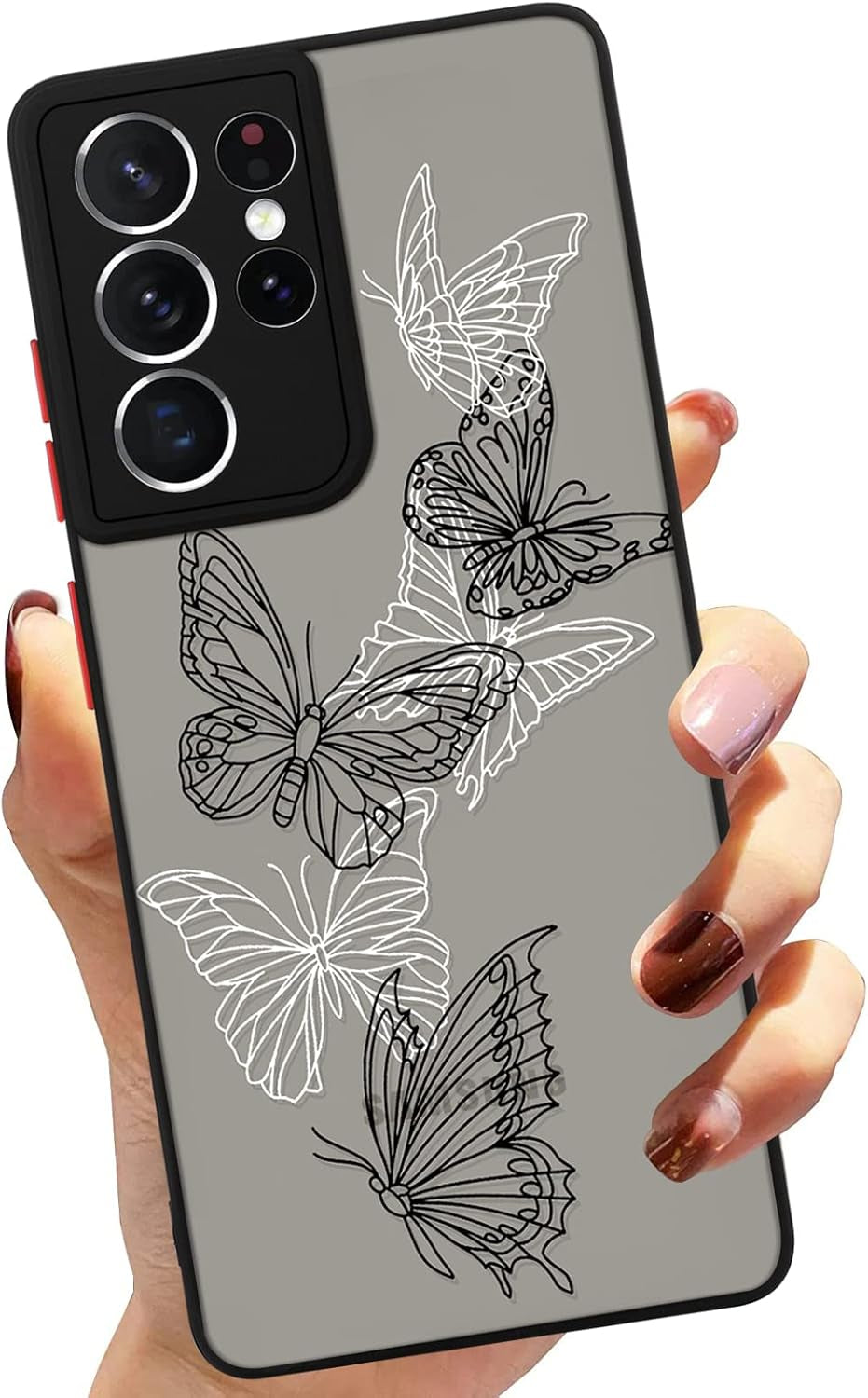 Compatible Samsung Galaxy A53 5G Black White Butterfly Case, Translucent Matte Soft TPU Bumper Case Cute Black and White Butterfly Print Pattern Back Transparent Protective Case 6.5 Inch