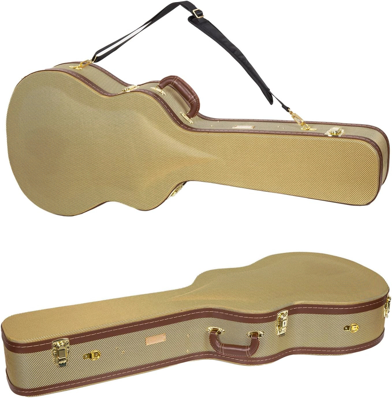 Crossrock Hard-Shell Wood Case for Les Paul Electric Guitars with Removable Shoulder Straps-Tweed(Crw700Ltw)  Crossrock Tweed 12-Frets 000/Om 