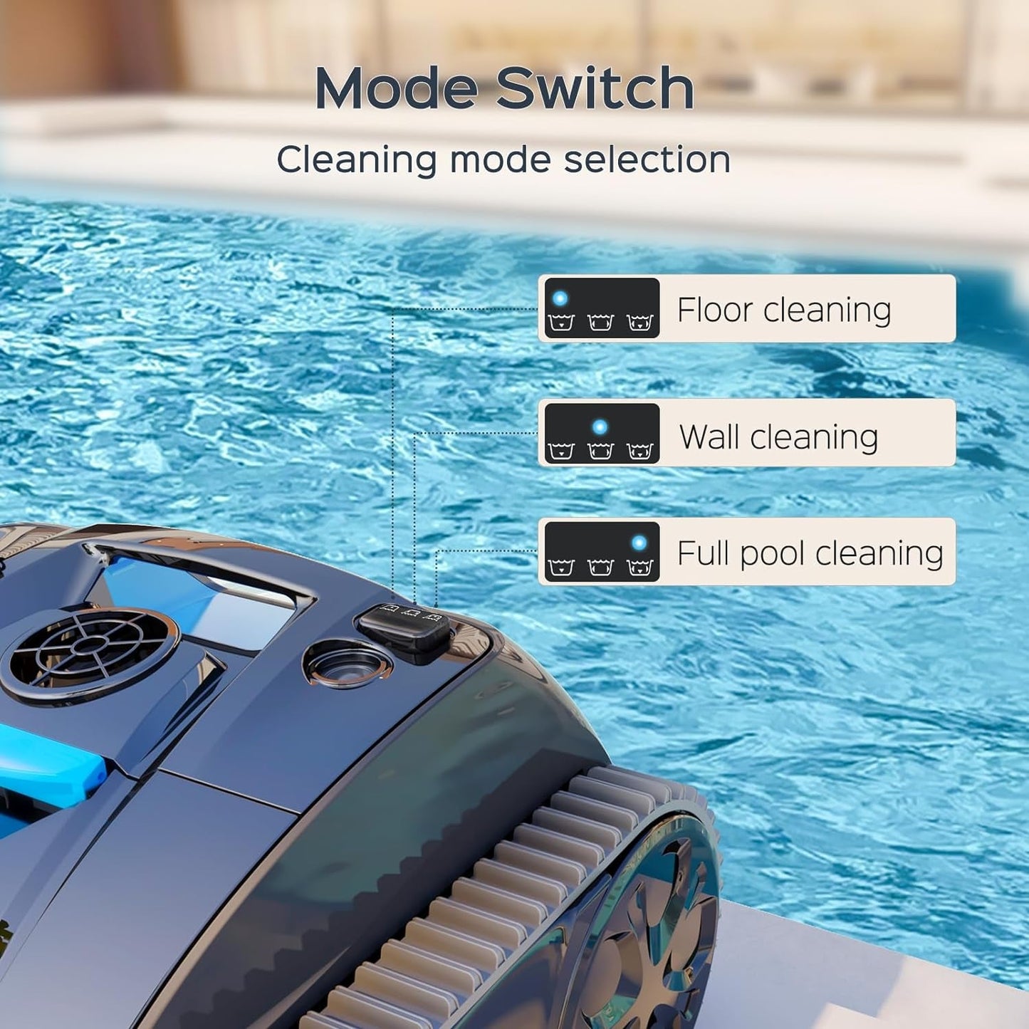 (2024 New) WYBOT C1 Pro Robotic Pool Cleaner Vacuum with APP, Manual Mode Switching & Wall Climbing, 65W Suction Power, 150 Mins, 1614 Sq.Ft, Intelligent Route Planning, Ideal for Inground Pools