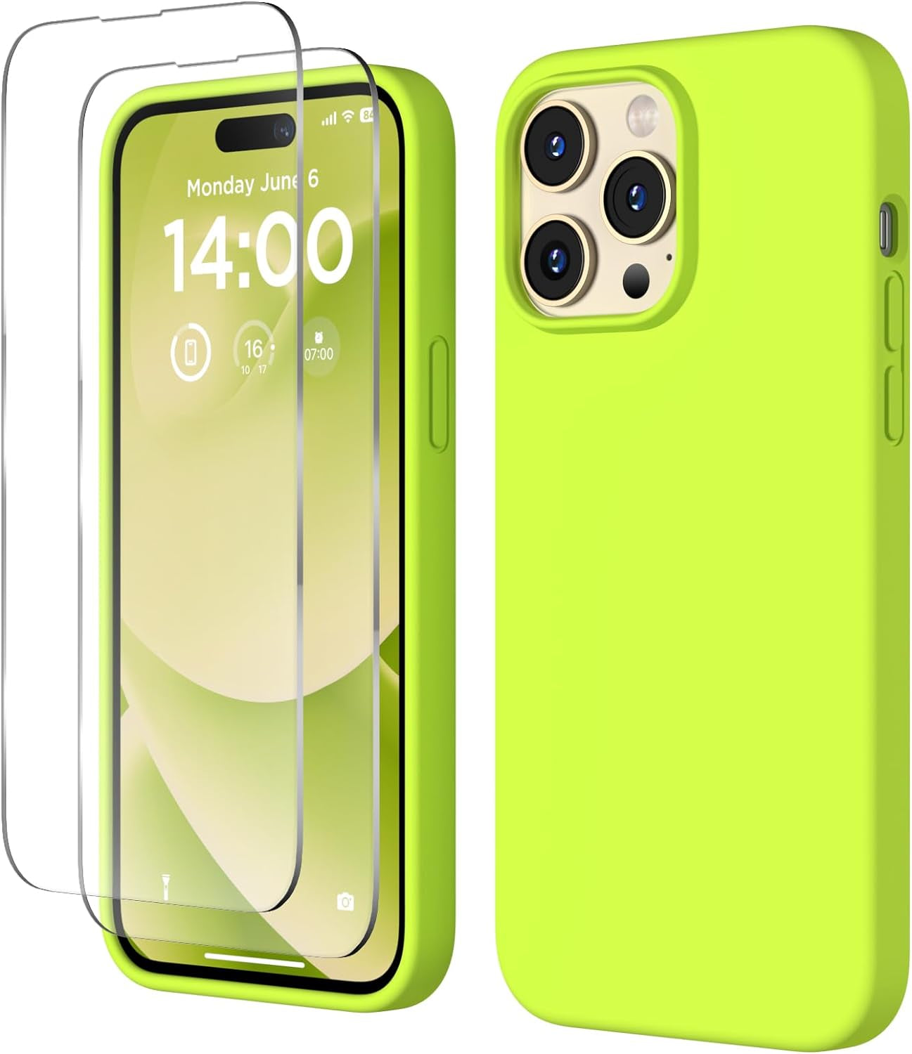 COFFKER Designed for Iphone 14 Pro Max Case, Liquid Silicone Case [2X Screen Protectors], Shockproof Slim Thin Protective Phone Case with Soft Anti-Scratch Microfiber Lining, 6.7 Inch, Calke Green  COFFKER   